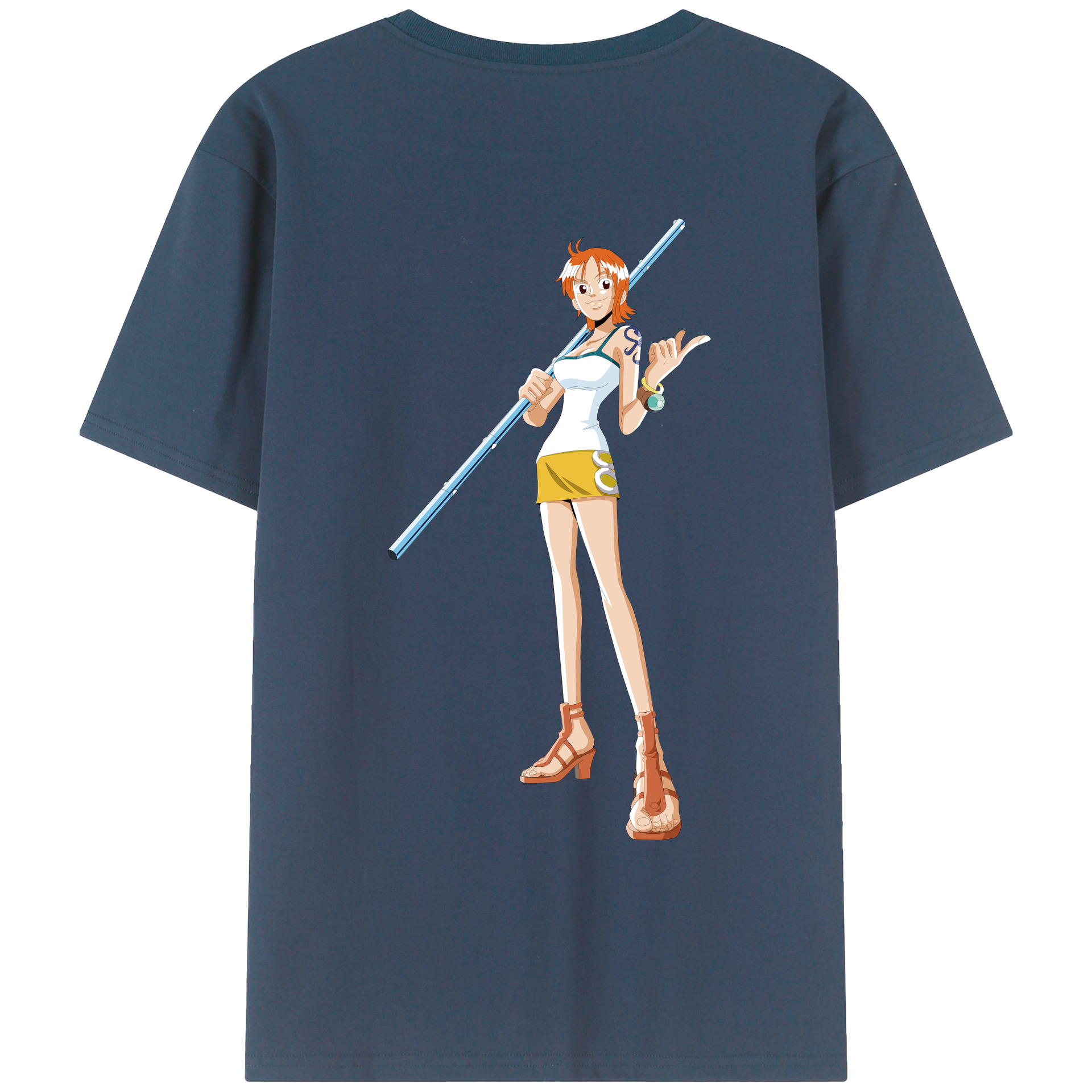 （画像用） ワンピース ナミ ONE PIECE Nami 綿100％ メンズ半袖Tシャツ（バックプリント） 通気性