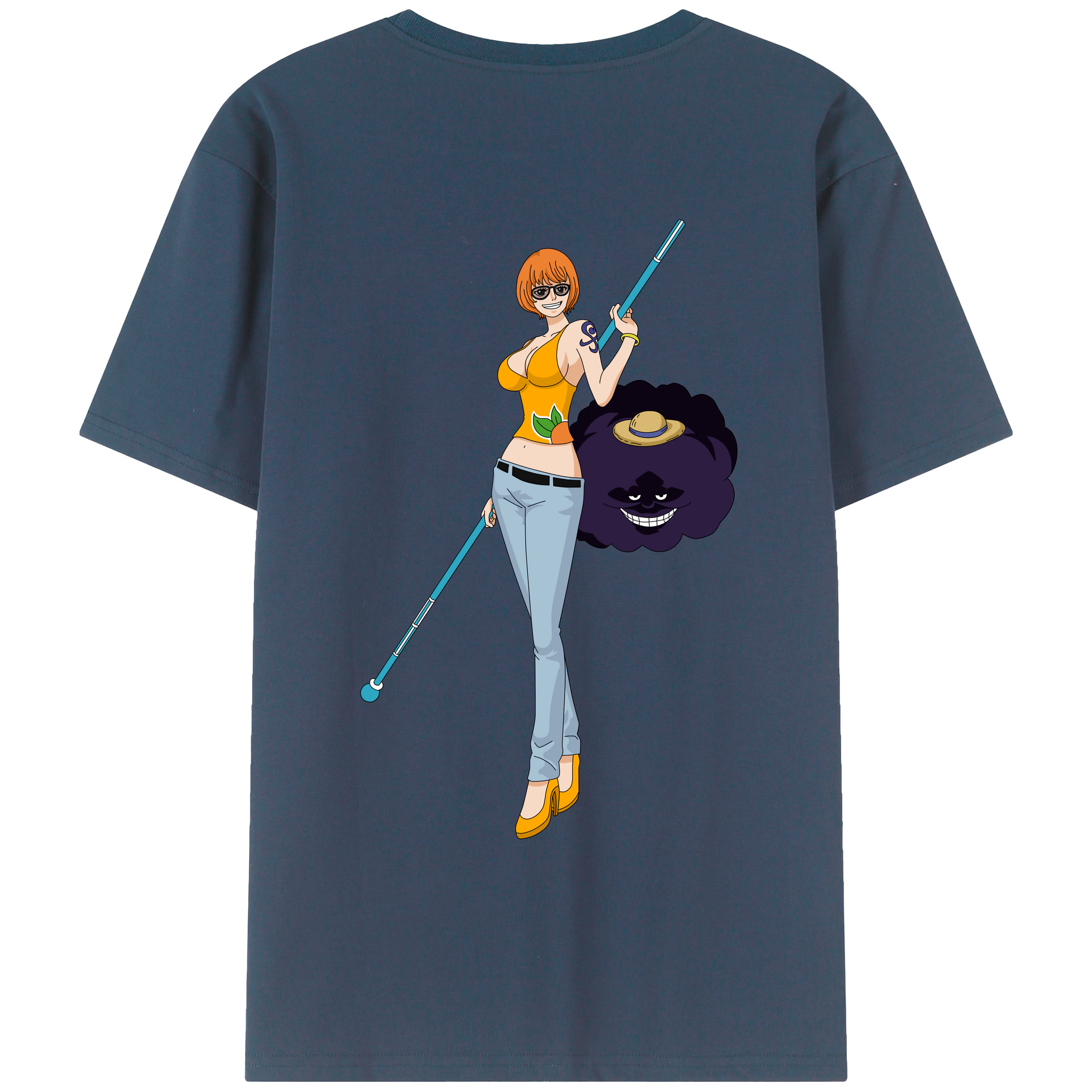 （画像用） ワンピース ナミ ONE PIECE Nami 綿100％ メンズ半袖Tシャツ（バックプリント） 通気性