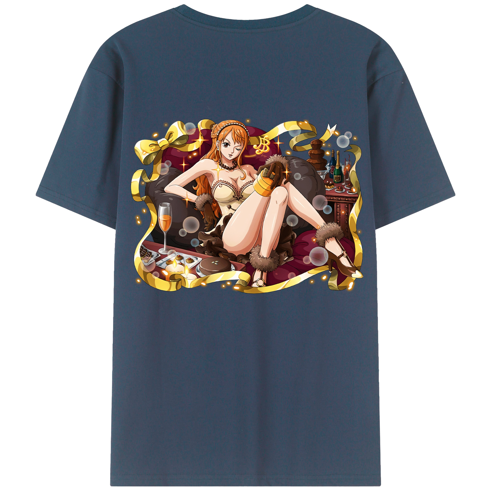 （画像用） ワンピース ナミ ONE PIECE Nami 綿100％ メンズ半袖Tシャツ（バックプリント） 通気性