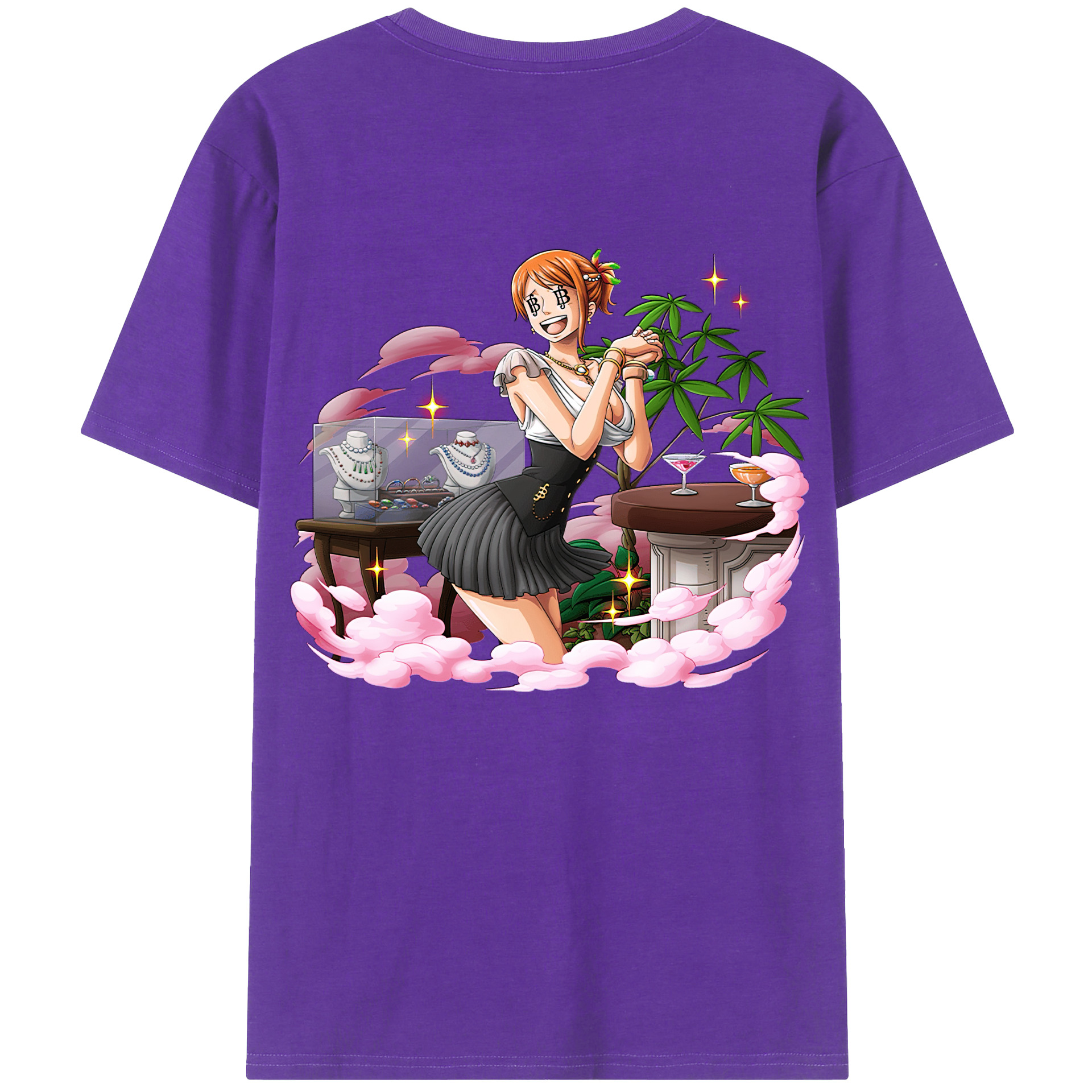 （画像用） ワンピース ナミ ONE PIECE Nami 綿100％ メンズ半袖Tシャツ（バックプリント） 通気性