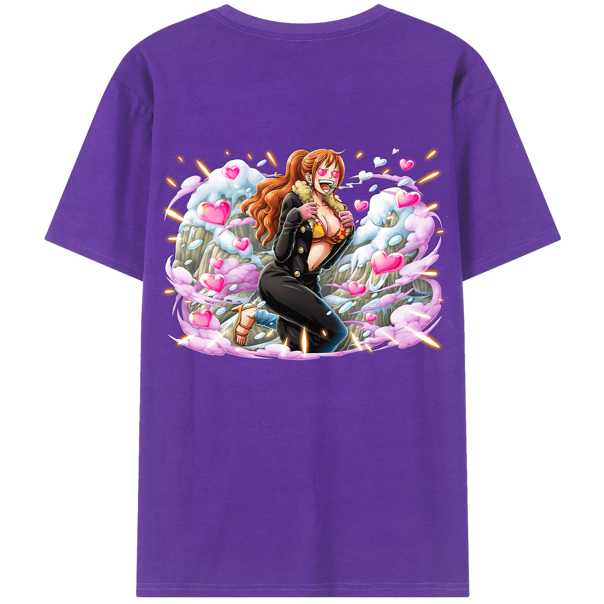 （画像用） ワンピース ナミ ONE PIECE Nami 綿100％ メンズ半袖Tシャツ（バックプリント） 通気性