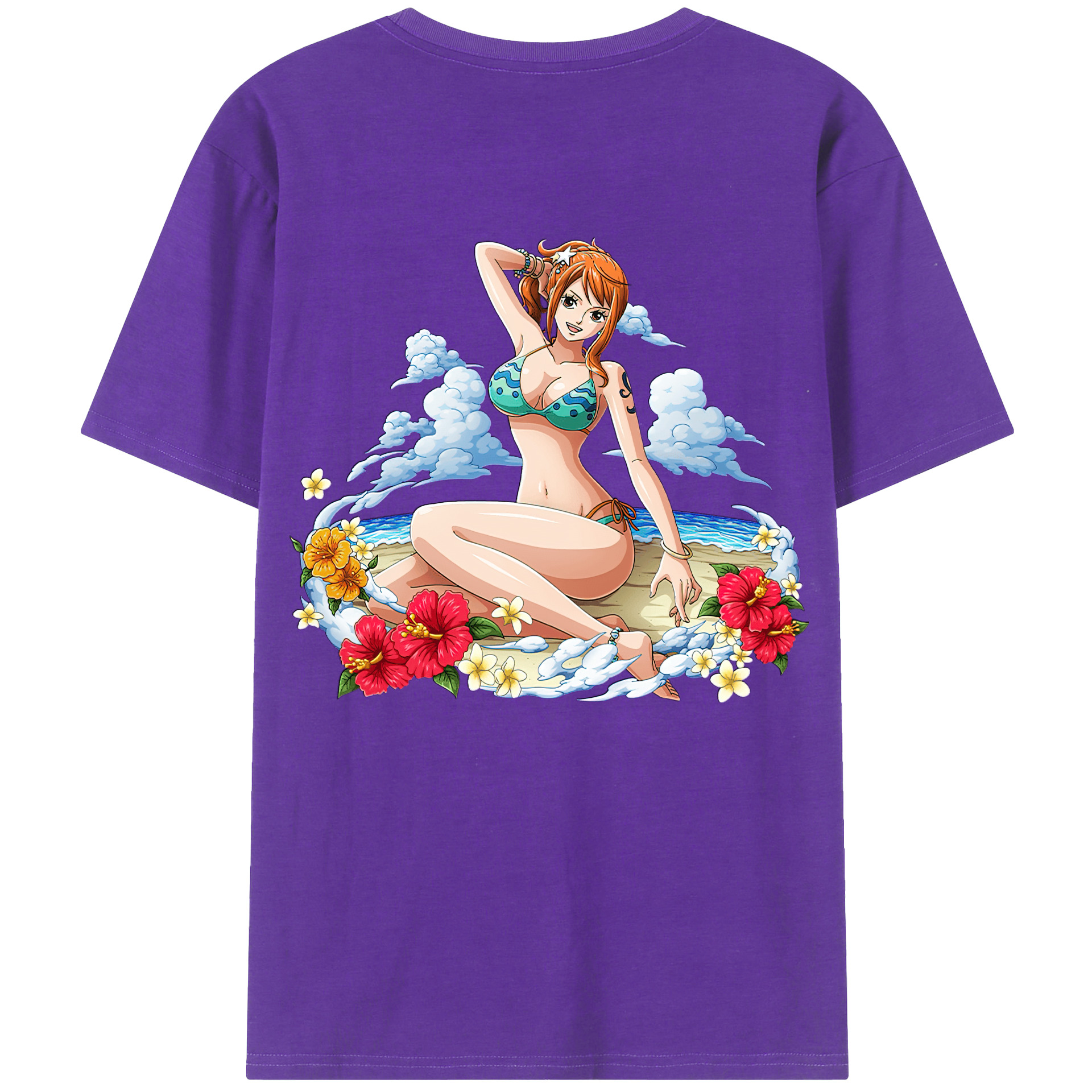 （画像用） ワンピース ナミ ONE PIECE Nami 綿100％ メンズ半袖Tシャツ（バックプリント） 通気性