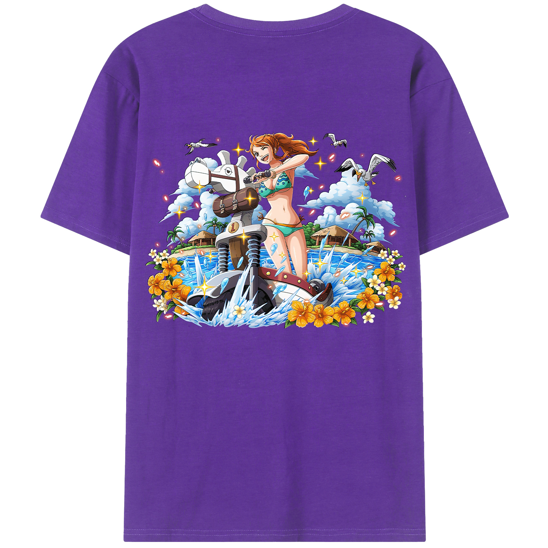 （画像用） ワンピース ナミ ONE PIECE Nami 綿100％ メンズ半袖Tシャツ（バックプリント） 通気性