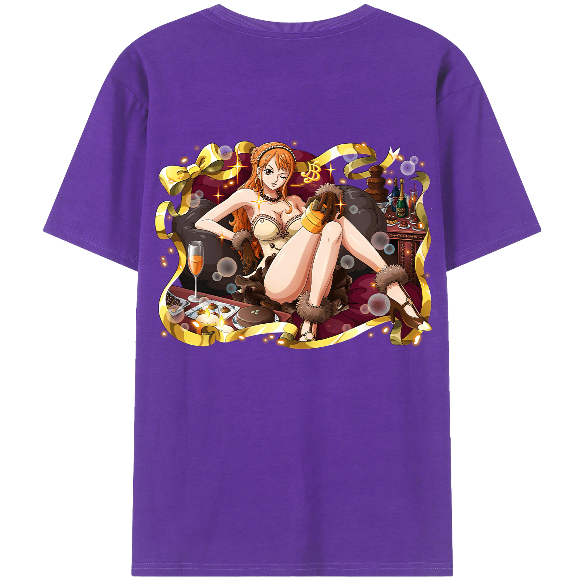 （画像用） ワンピース ナミ ONE PIECE Nami 綿100％ メンズ半袖Tシャツ（バックプリント） 通気性