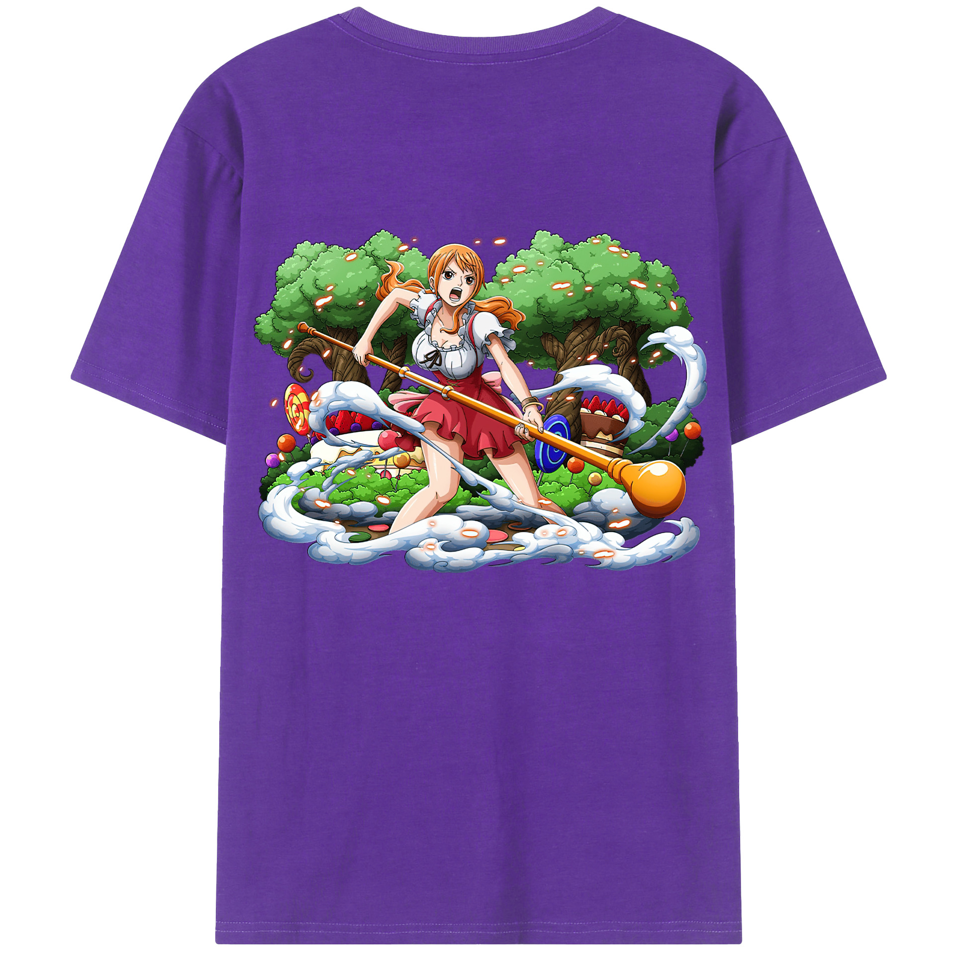 （画像用） ワンピース ナミ ONE PIECE Nami 綿100％ メンズ半袖Tシャツ（バックプリント） 通気性