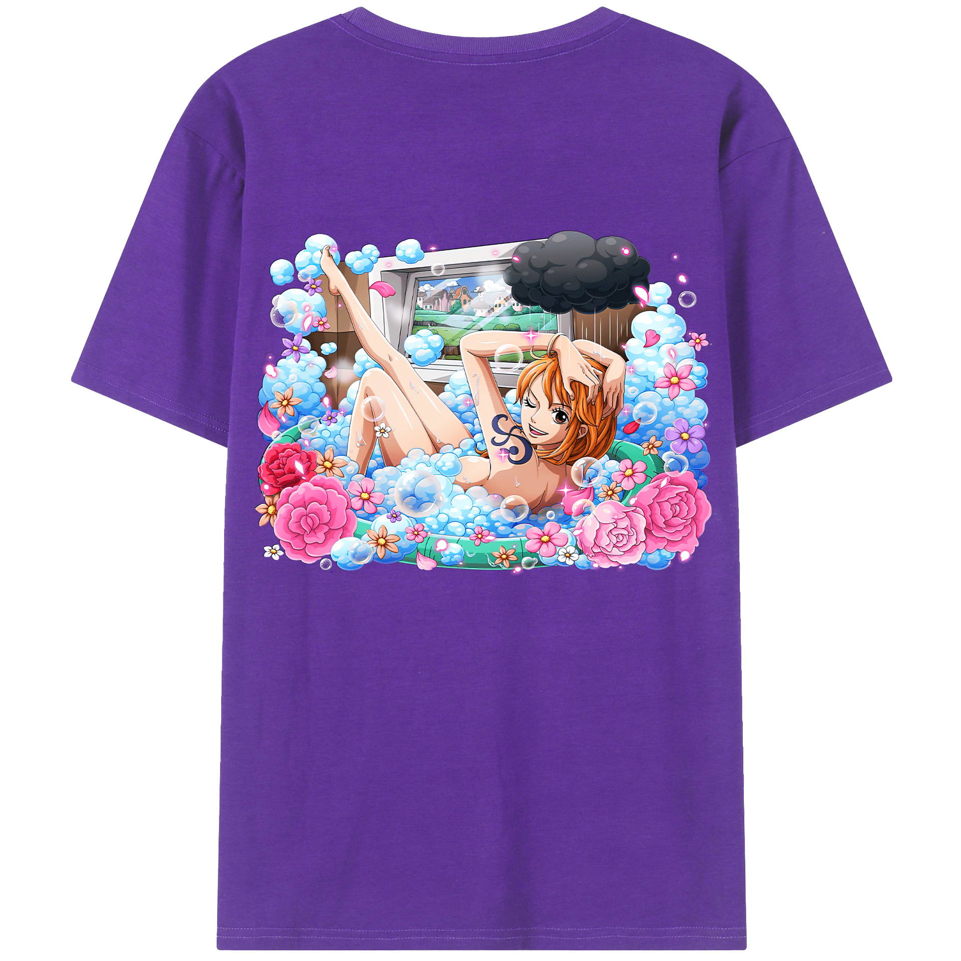 （画像用） ワンピース ナミ ONE PIECE Nami 綿100％ メンズ半袖Tシャツ（バックプリント） 通気性