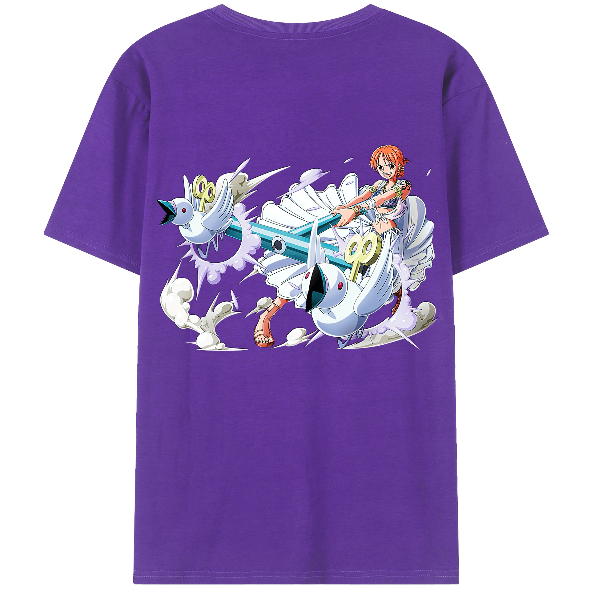 （画像用） ワンピース ナミ ONE PIECE Nami 綿100％ メンズ半袖Tシャツ（バックプリント） 通気性
