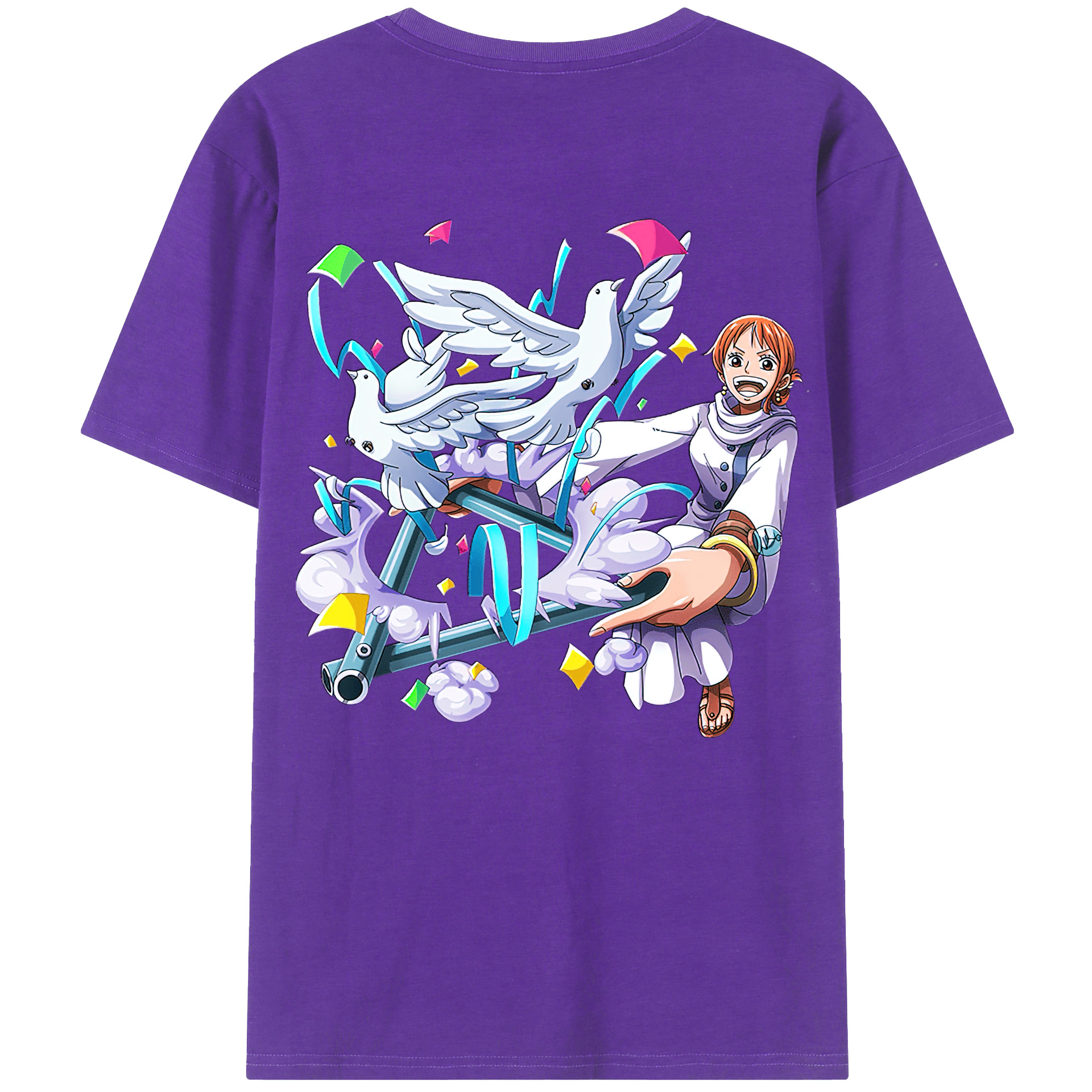 （画像用） ワンピース ナミ ONE PIECE Nami 綿100％ メンズ半袖Tシャツ（バックプリント） 通気性