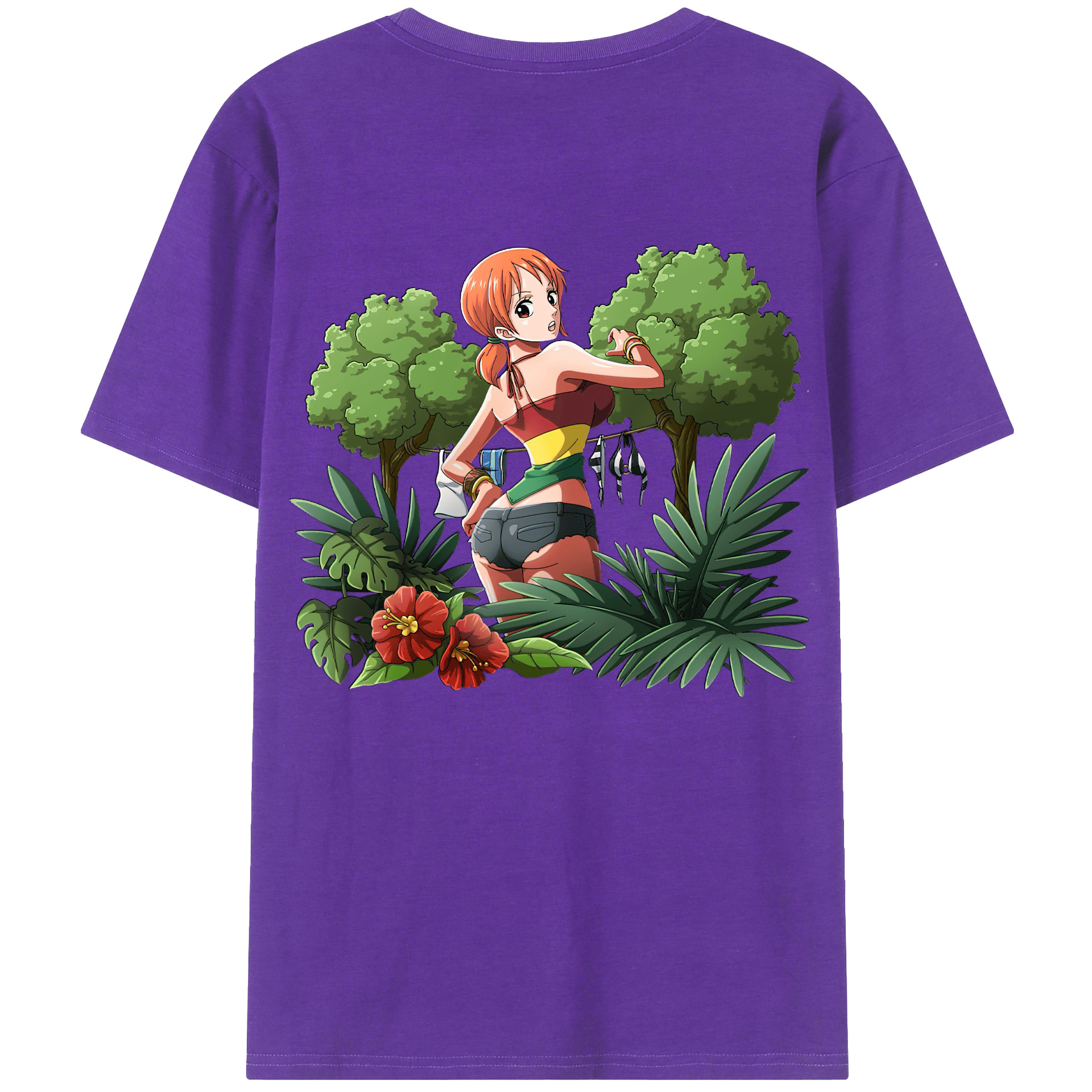 （画像用） ワンピース ナミ ONE PIECE Nami 綿100％ メンズ半袖Tシャツ（バックプリント） 通気性