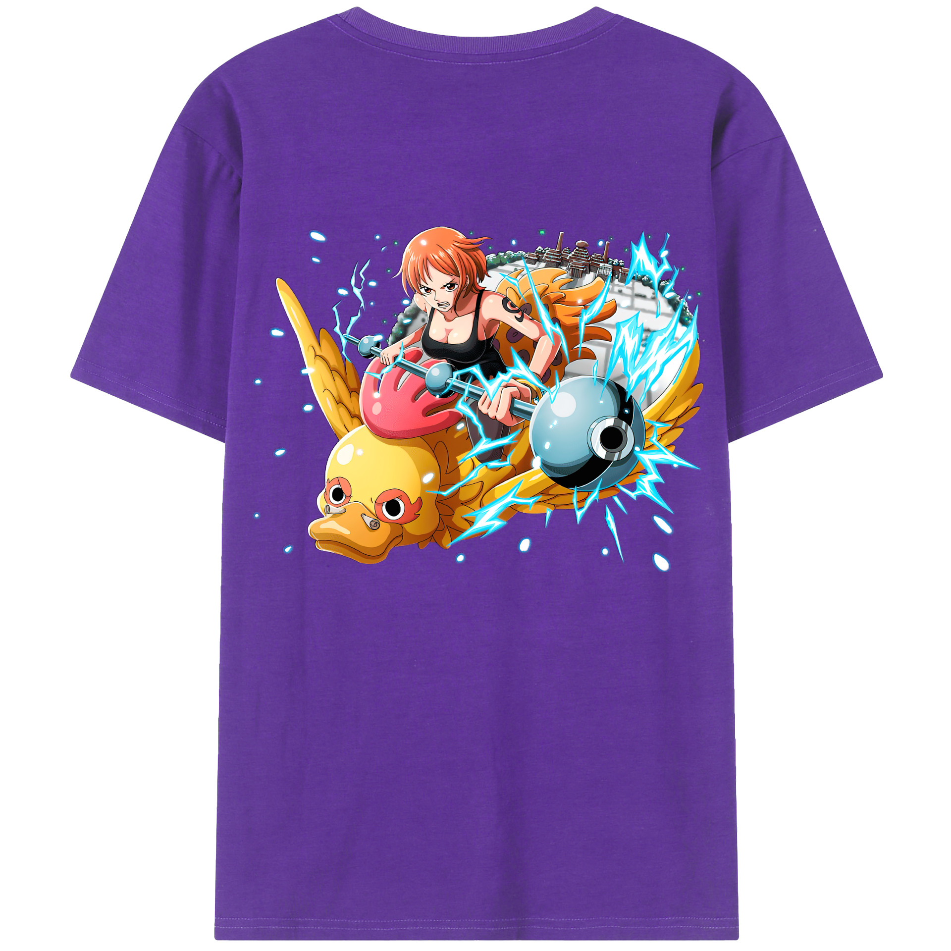（画像用） ワンピース ナミ ONE PIECE Nami 綿100％ メンズ半袖Tシャツ（バックプリント） 通気性