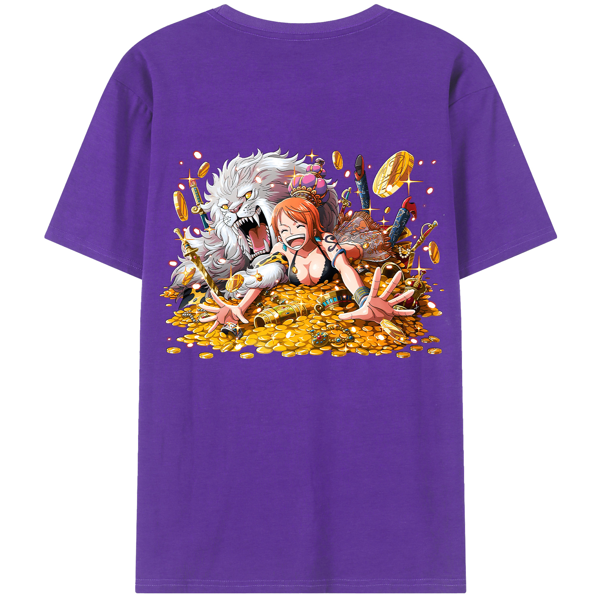 （画像用） ワンピース ナミ ONE PIECE Nami 綿100％ メンズ半袖Tシャツ（バックプリント） 通気性