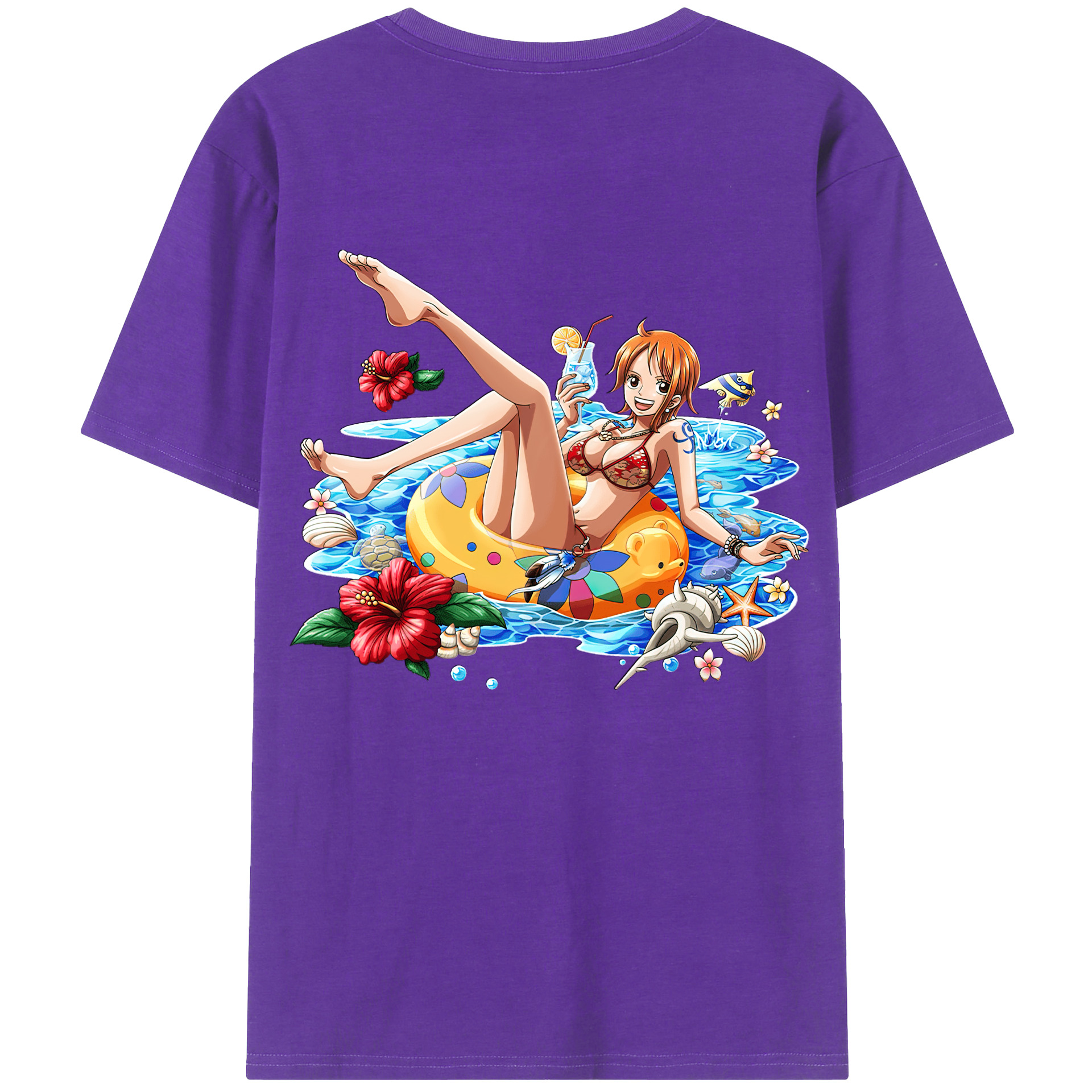 （画像用） ワンピース ナミ ONE PIECE Nami 綿100％ メンズ半袖Tシャツ（バックプリント） 通気性