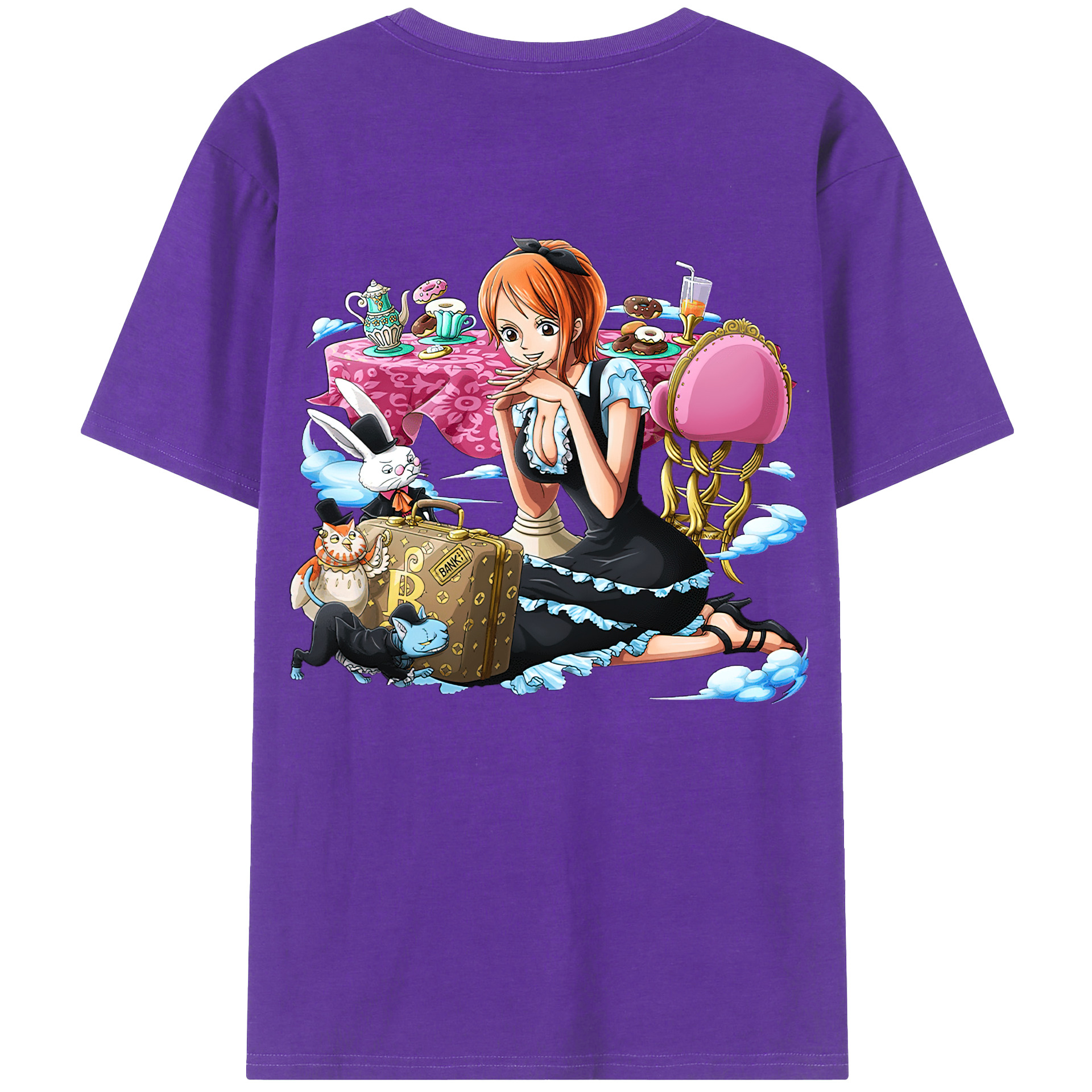 （画像用） ワンピース ナミ ONE PIECE Nami 綿100％ メンズ半袖Tシャツ（バックプリント） 通気性