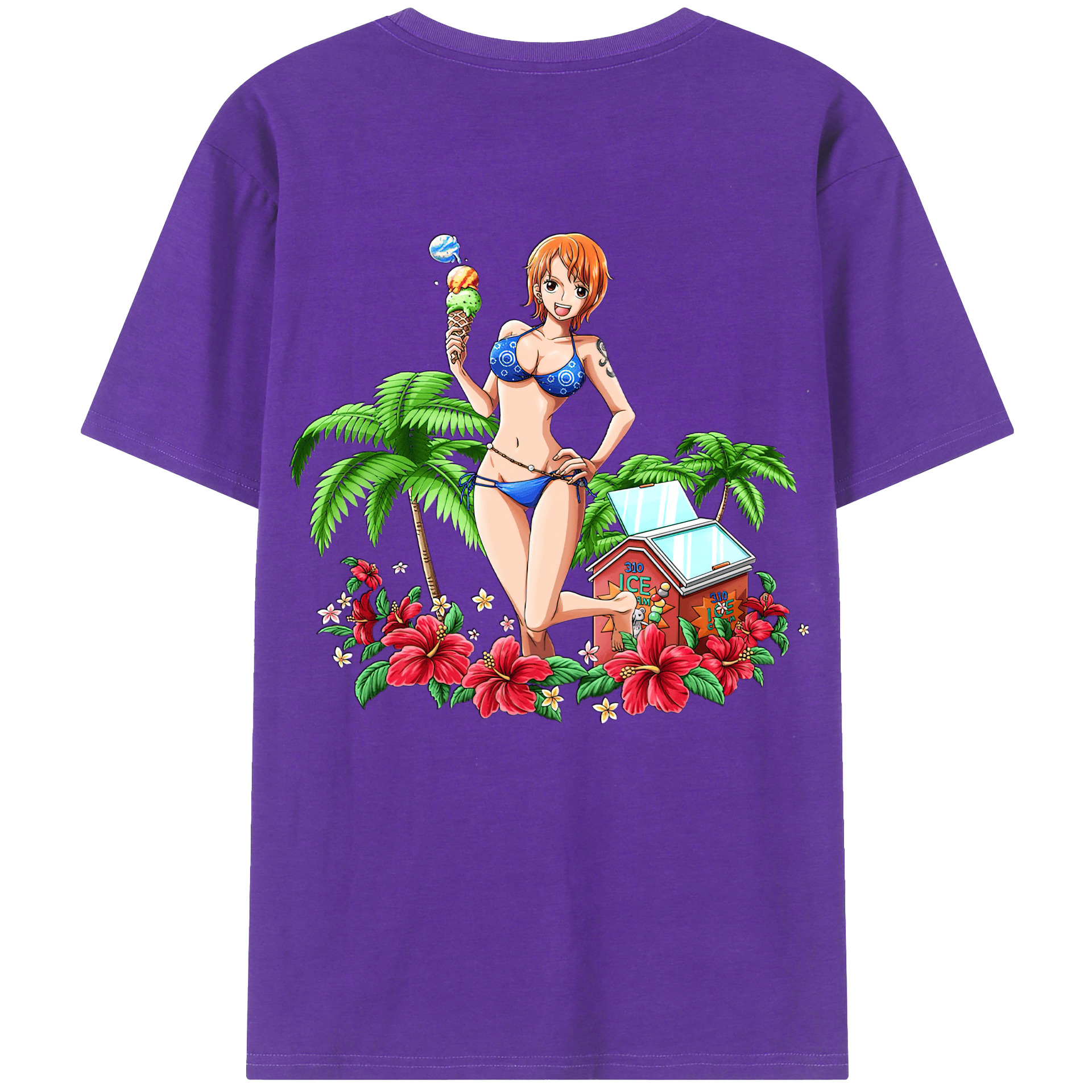 （画像用） ワンピース ナミ ONE PIECE Nami 綿100％ メンズ半袖Tシャツ（バックプリント） 通気性