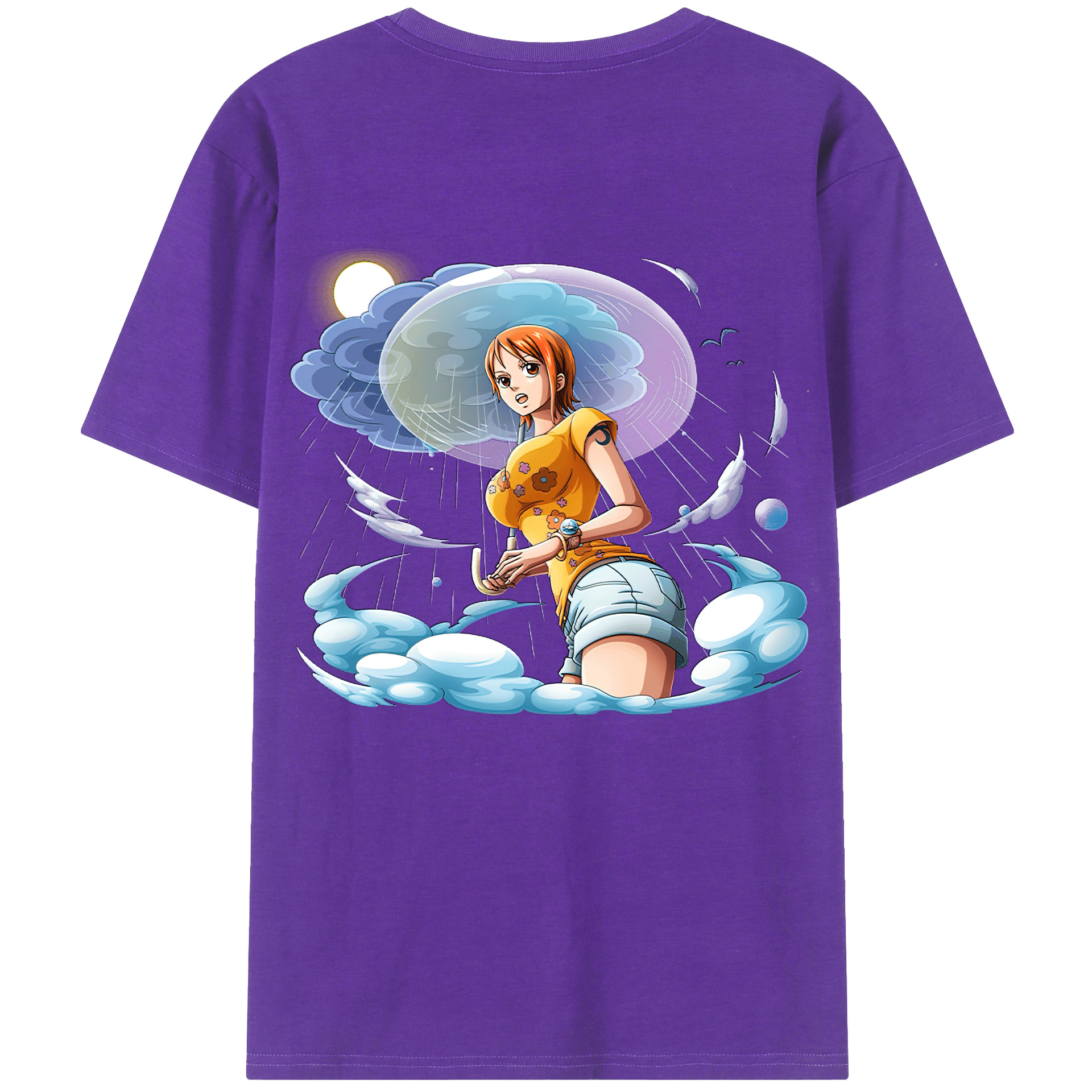 （画像用） ワンピース ナミ ONE PIECE Nami 綿100％ メンズ半袖Tシャツ（バックプリント） 通気性