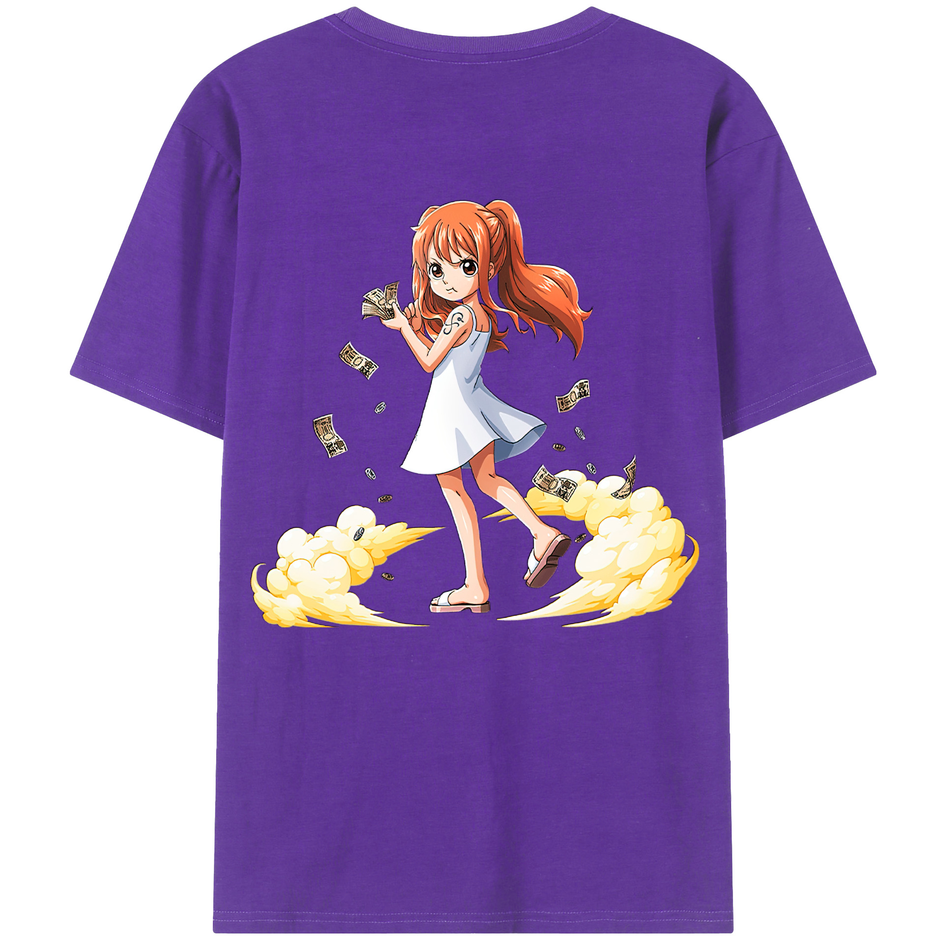 （画像用） ワンピース ナミ ONE PIECE Nami 綿100％ メンズ半袖Tシャツ（バックプリント） 通気性