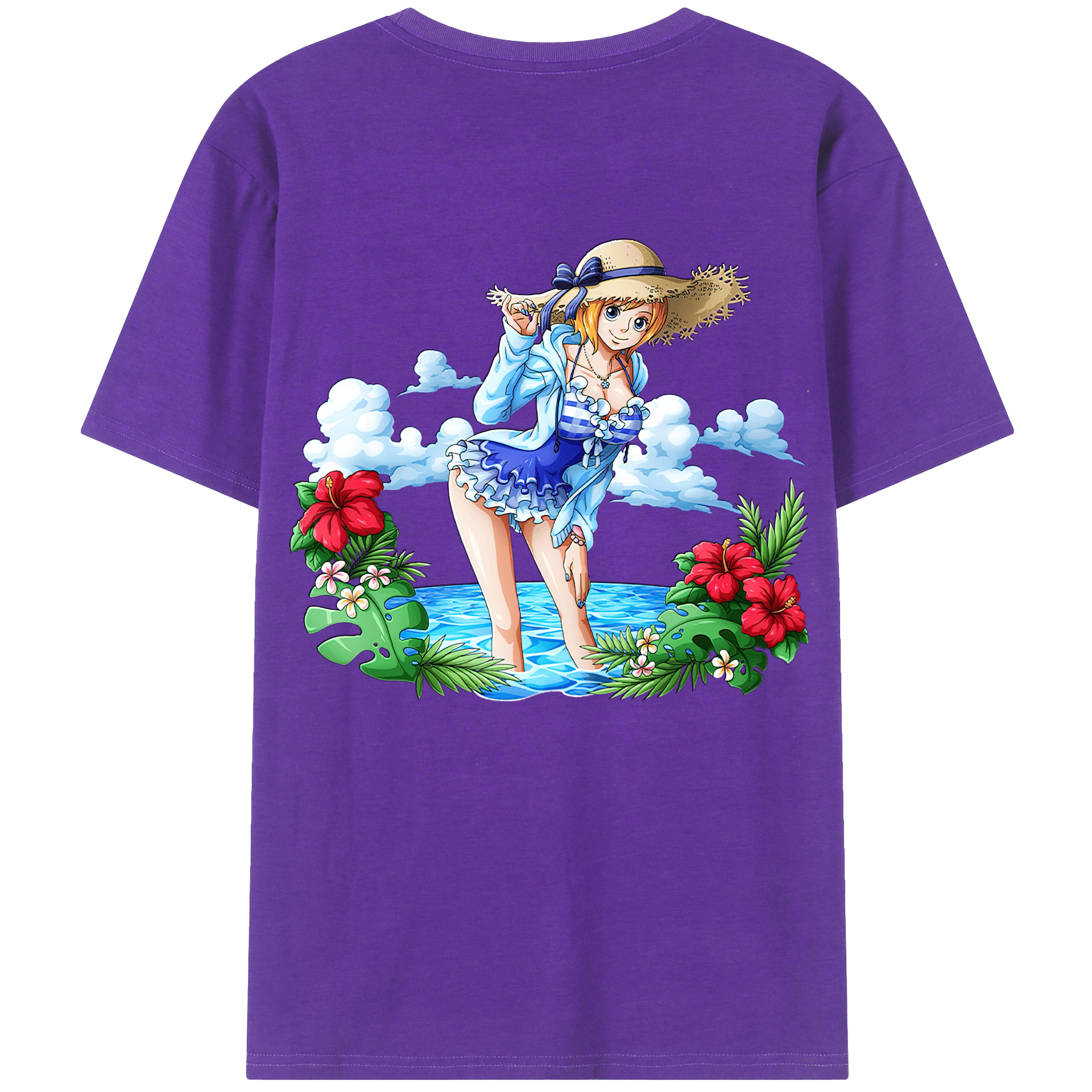 （画像用） ワンピース ナミ ONE PIECE Nami 綿100％ メンズ半袖Tシャツ（バックプリント） 通気性