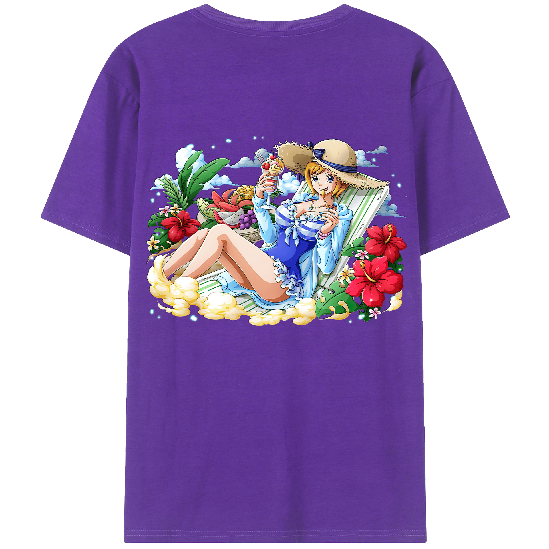 （画像用） ワンピース ナミ ONE PIECE Nami 綿100％ メンズ半袖Tシャツ（バックプリント） 通気性