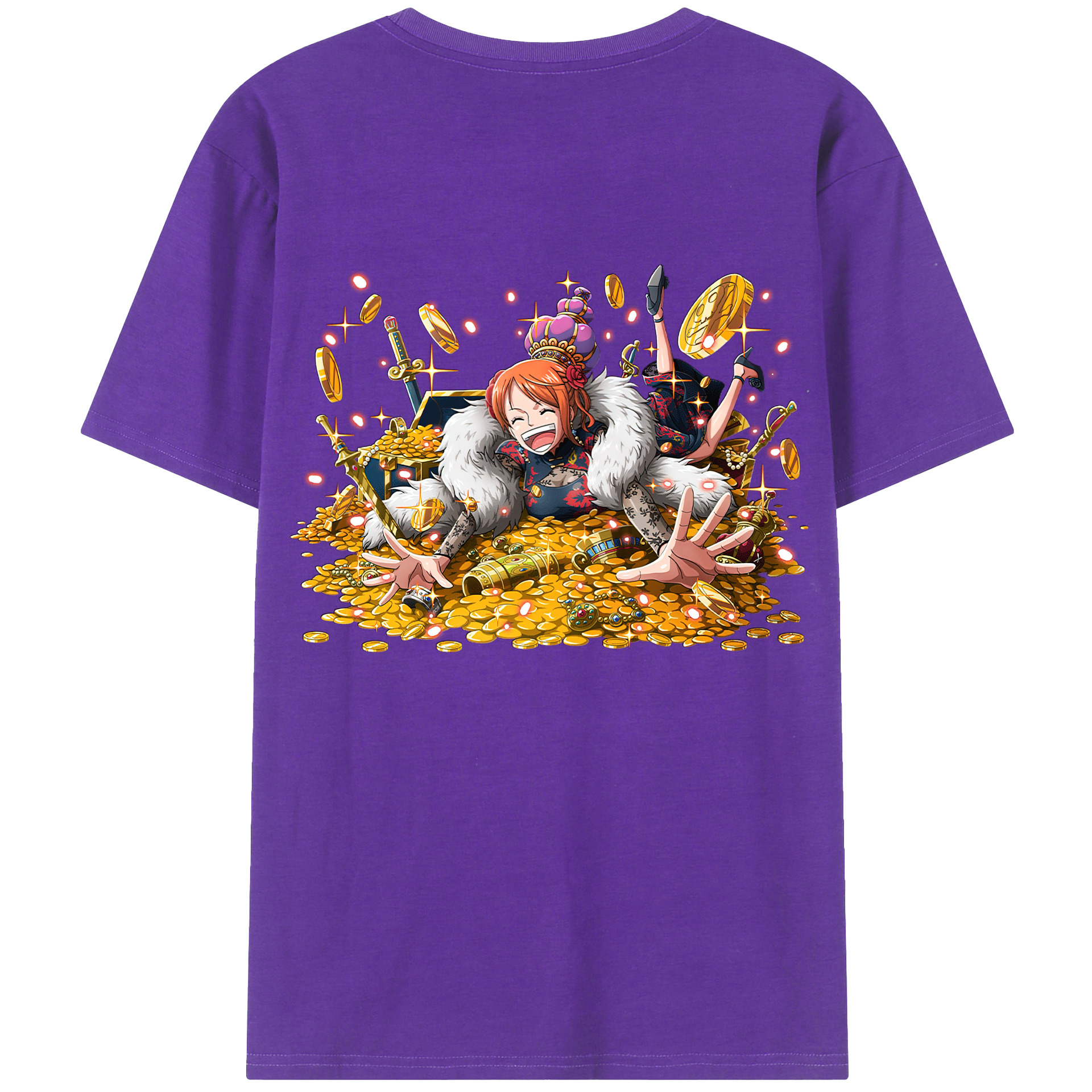 （画像用） ワンピース ナミ ONE PIECE Nami 綿100％ メンズ半袖Tシャツ（バックプリント） 通気性