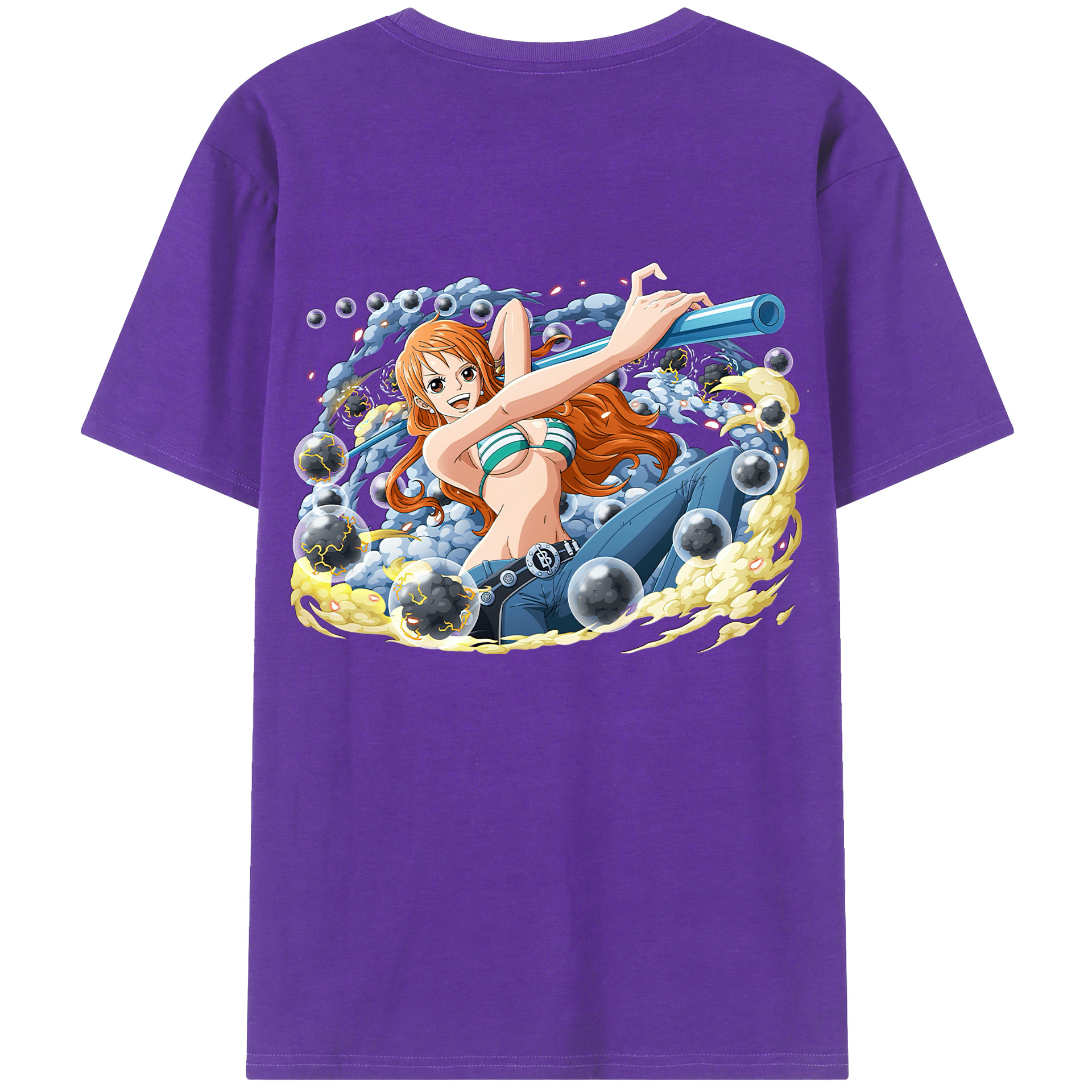 （画像用） ワンピース ナミ ONE PIECE Nami 綿100％ メンズ半袖Tシャツ（バックプリント） 通気性