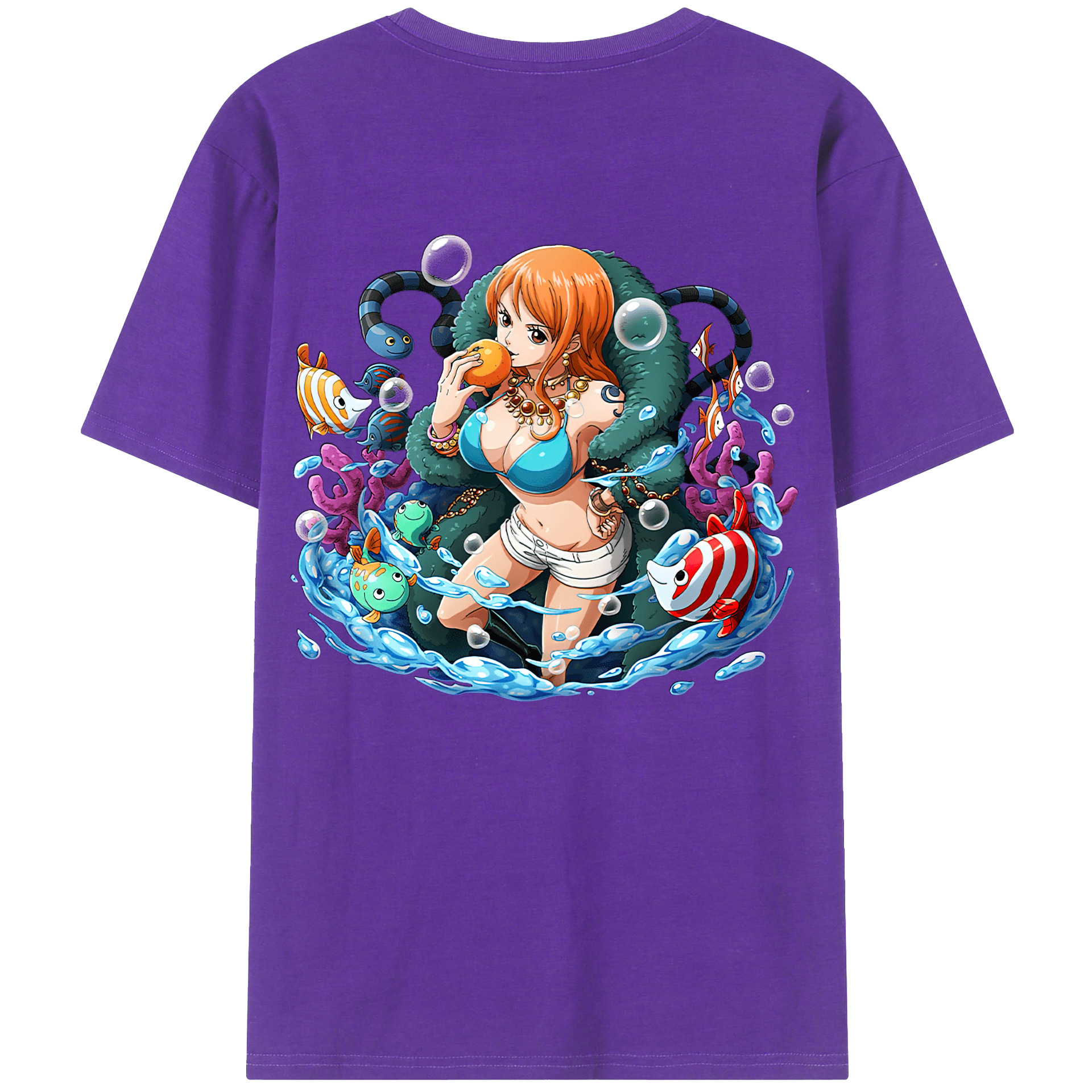 （画像用） ワンピース ナミ ONE PIECE Nami 綿100％ メンズ半袖Tシャツ（バックプリント） 通気性
