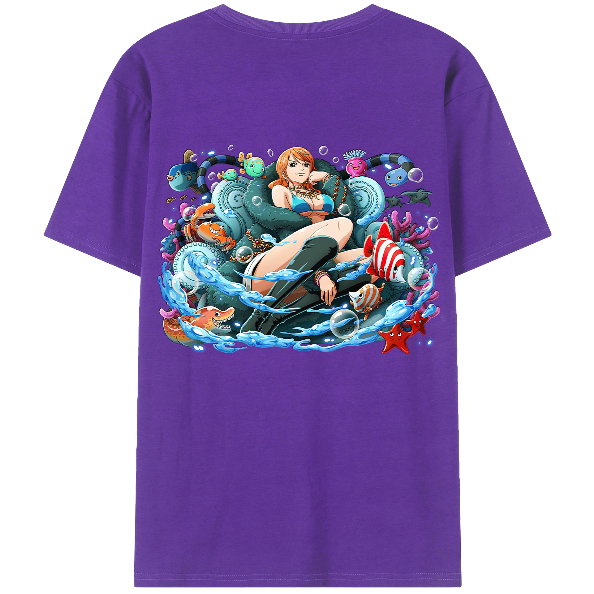 （画像用） ワンピース ナミ ONE PIECE Nami 綿100％ メンズ半袖Tシャツ（バックプリント） 通気性