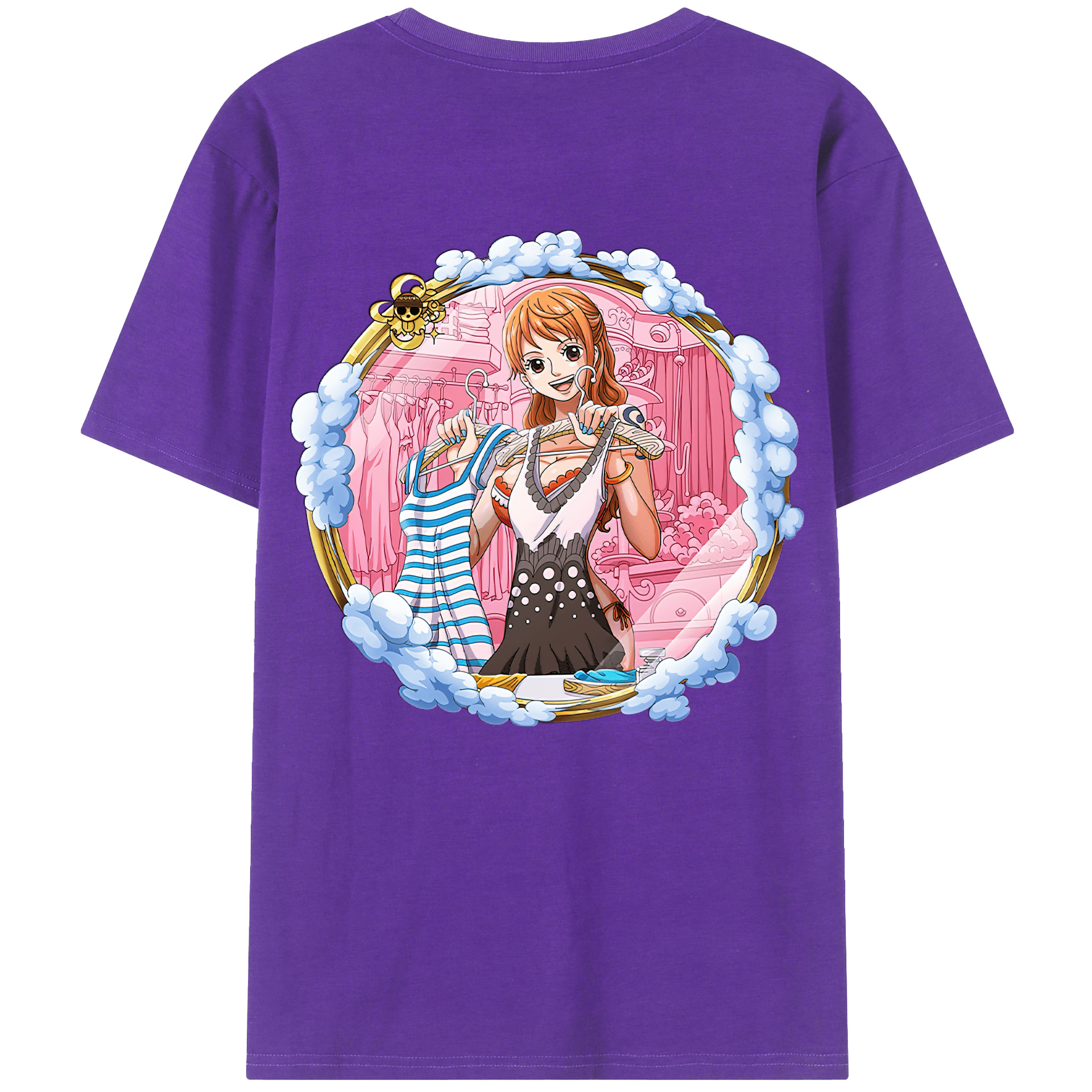 （画像用） ワンピース ナミ ONE PIECE Nami 綿100％ メンズ半袖Tシャツ（バックプリント） 通気性