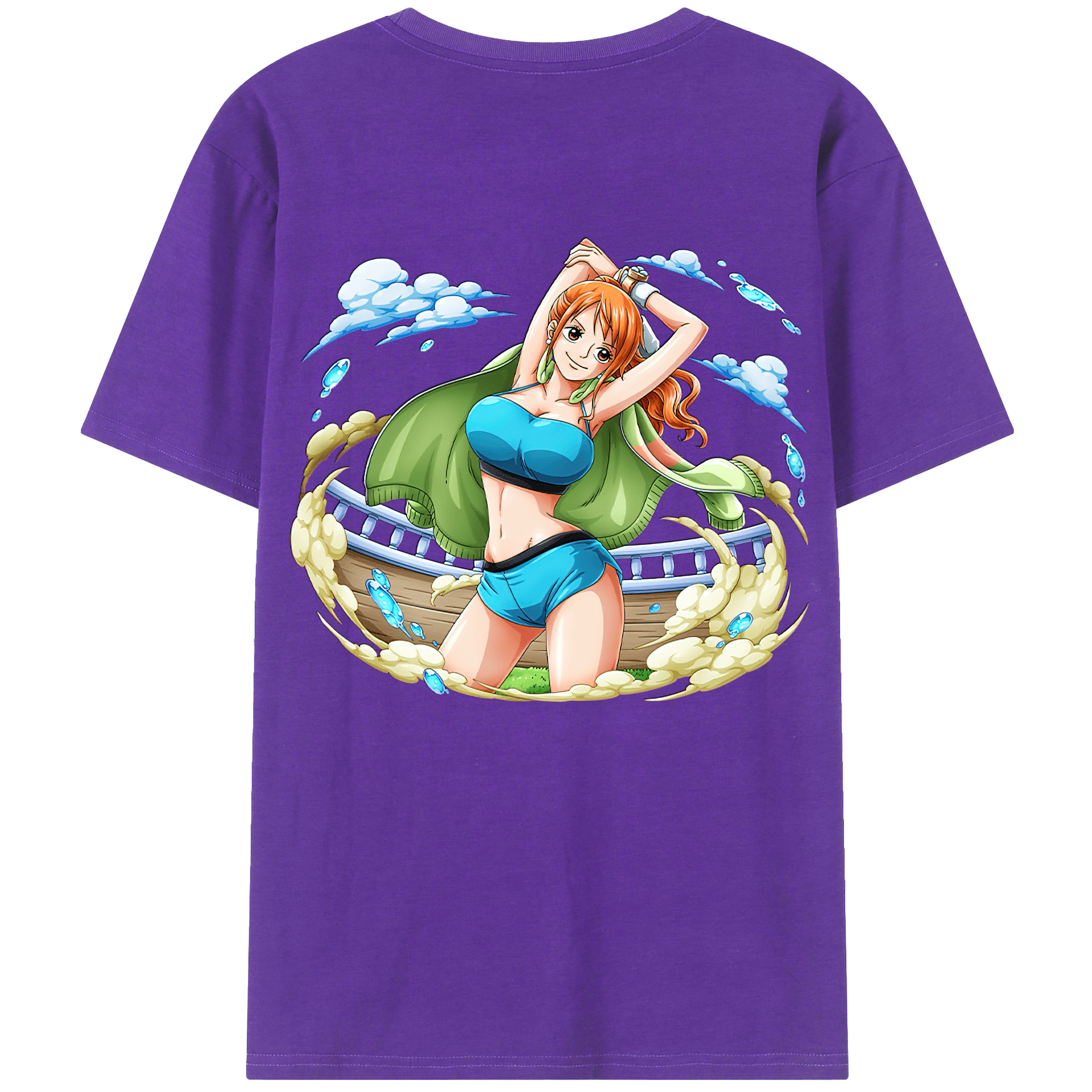 （画像用） ワンピース ナミ ONE PIECE Nami 綿100％ メンズ半袖Tシャツ（バックプリント） 通気性