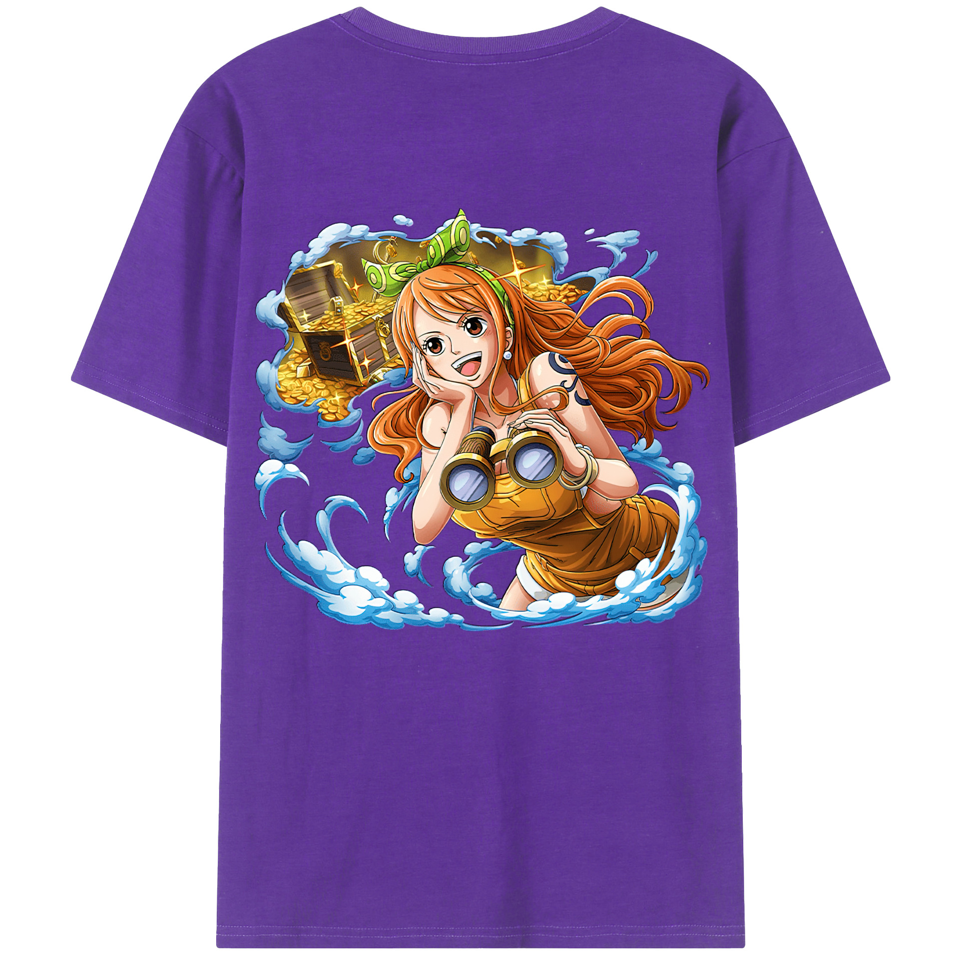 （画像用） ワンピース ナミ ONE PIECE Nami 綿100％ メンズ半袖Tシャツ（バックプリント） 通気性