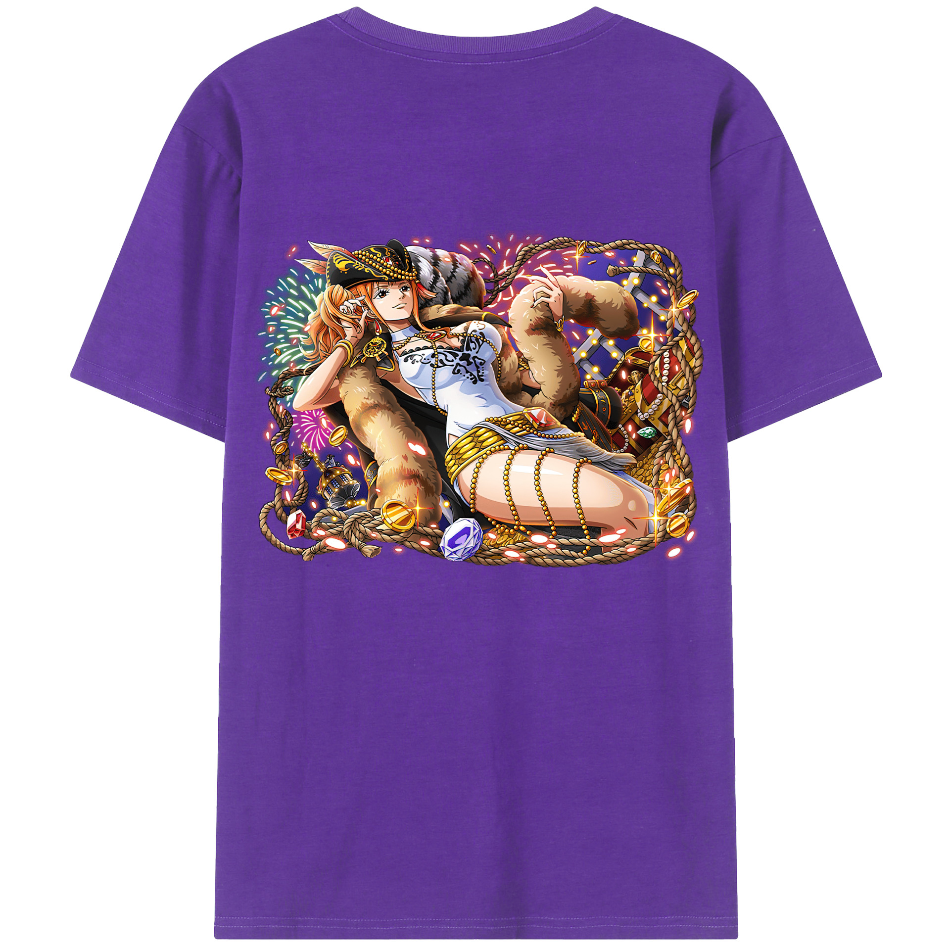 （画像用） ワンピース ナミ ONE PIECE Nami 綿100％ メンズ半袖Tシャツ（バックプリント） 通気性