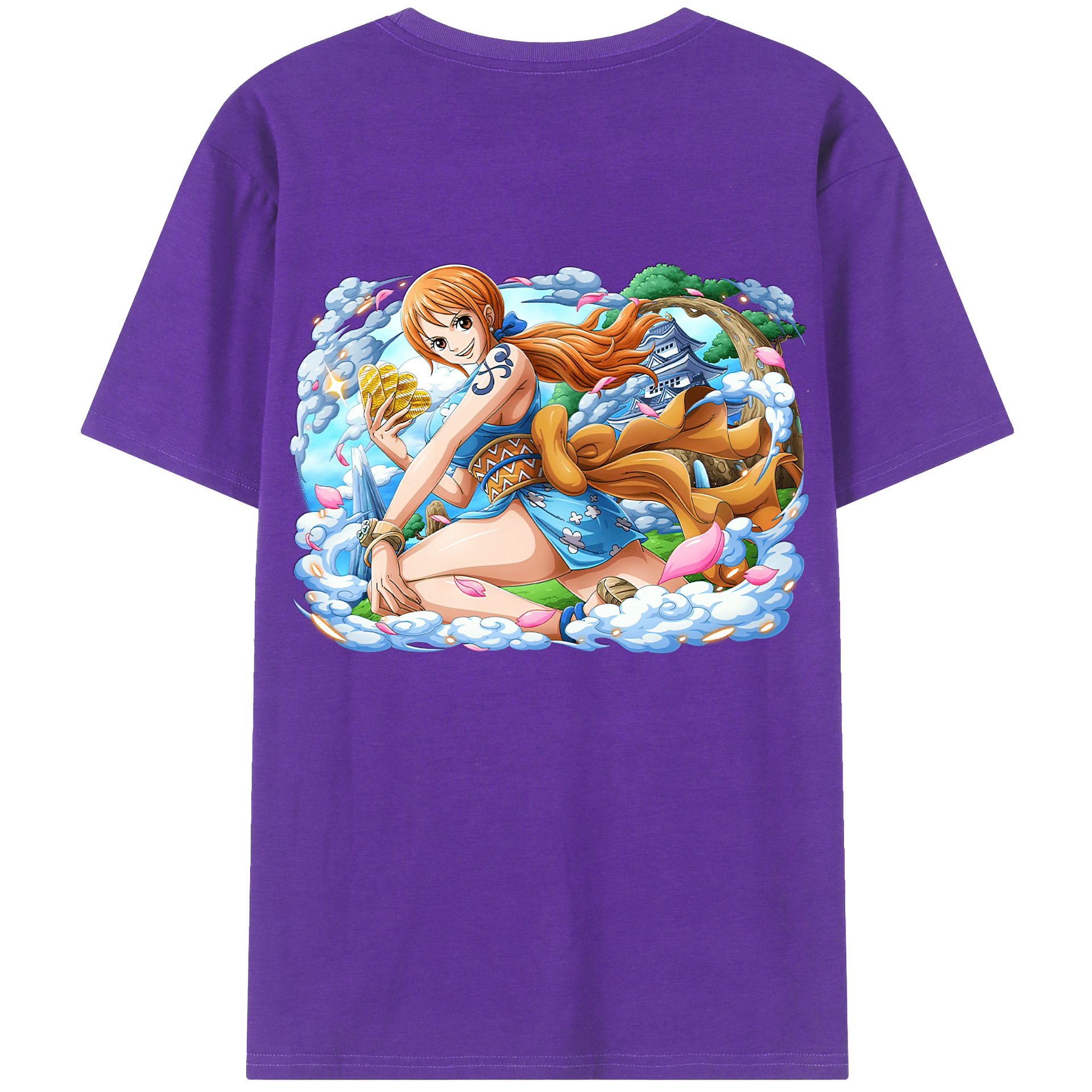 （画像用） ワンピース ナミ ONE PIECE Nami 綿100％ メンズ半袖Tシャツ（バックプリント） 通気性