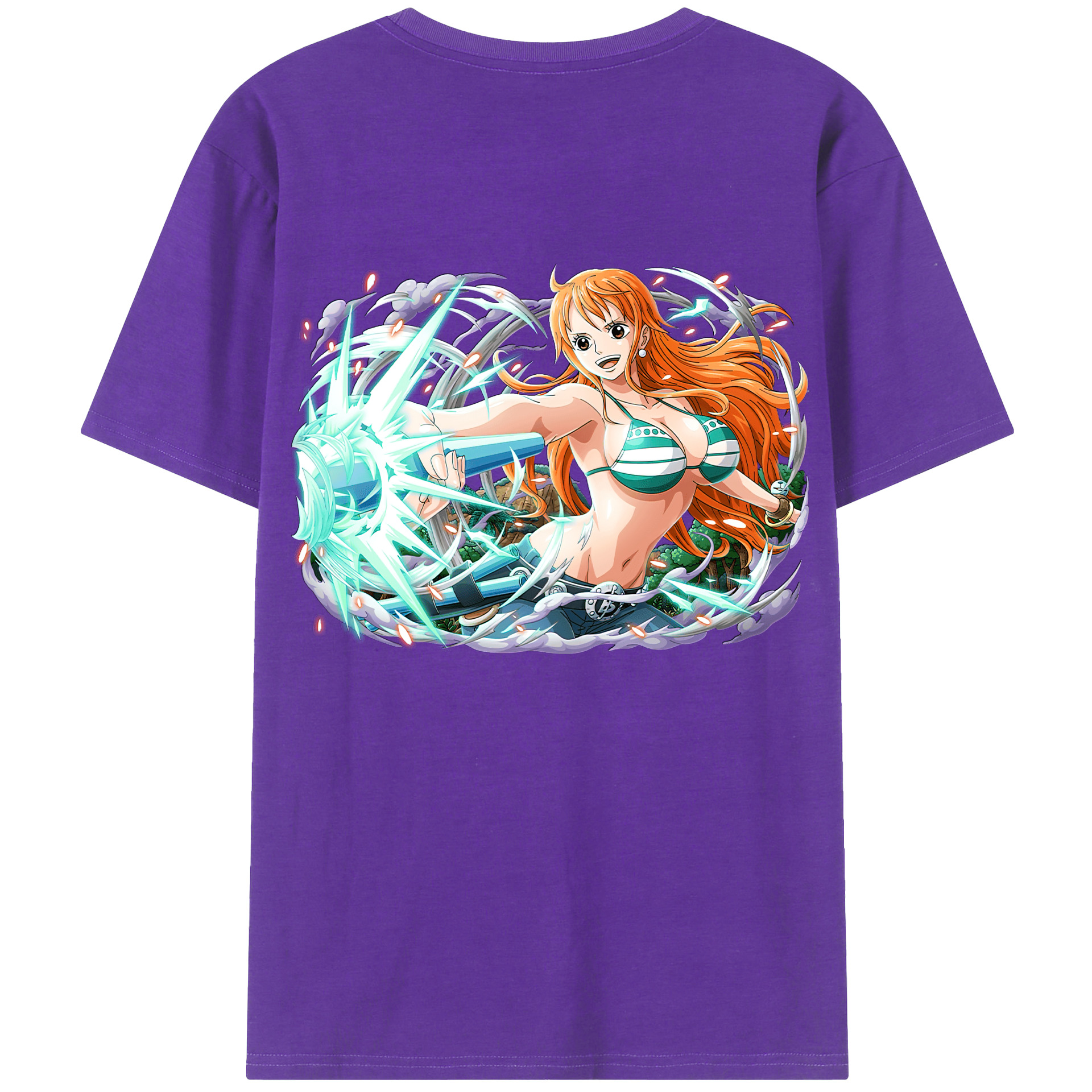 （画像用） ワンピース ナミ ONE PIECE Nami 綿100％ メンズ半袖Tシャツ（バックプリント） 通気性