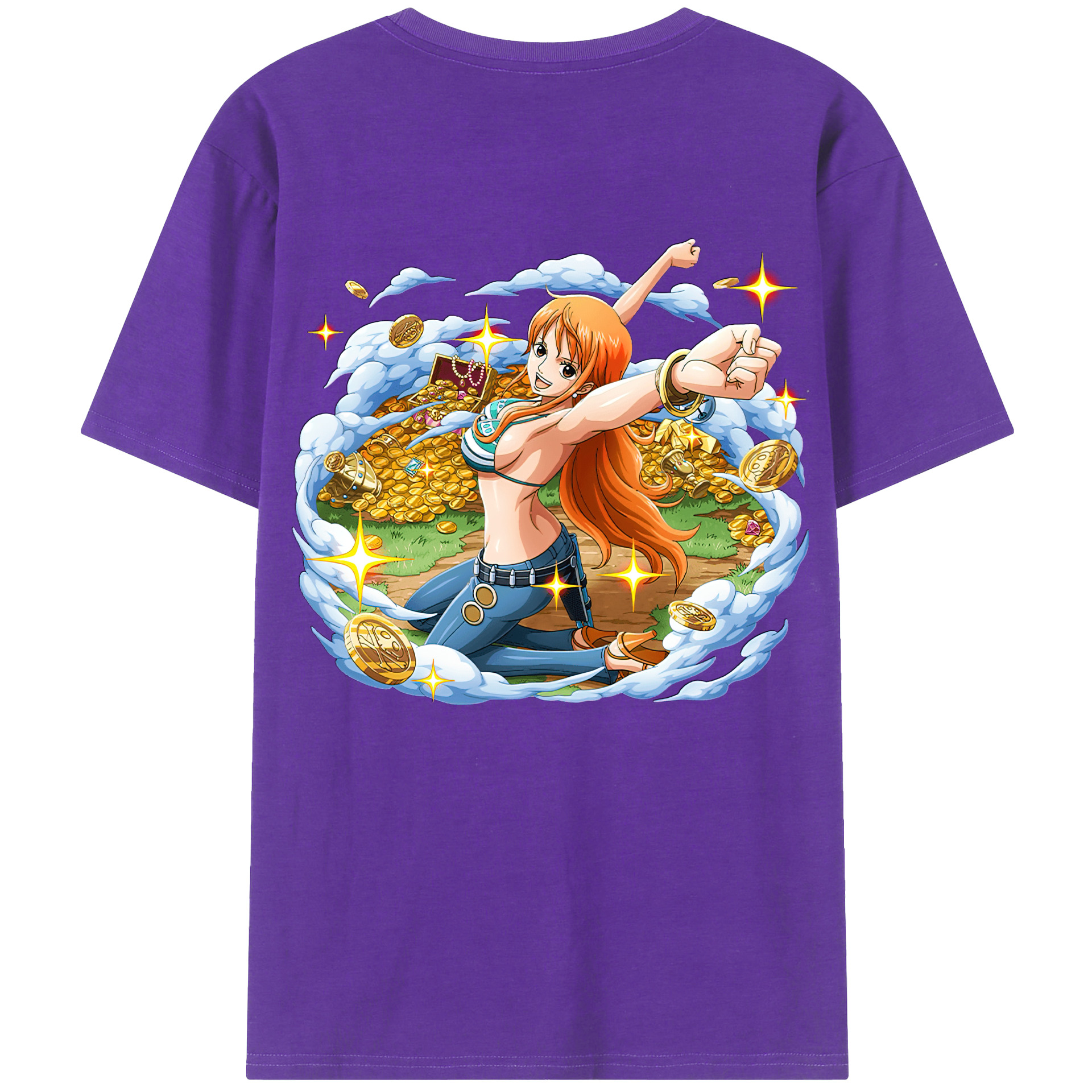 （画像用） ワンピース ナミ ONE PIECE Nami 綿100％ メンズ半袖Tシャツ（バックプリント） 通気性