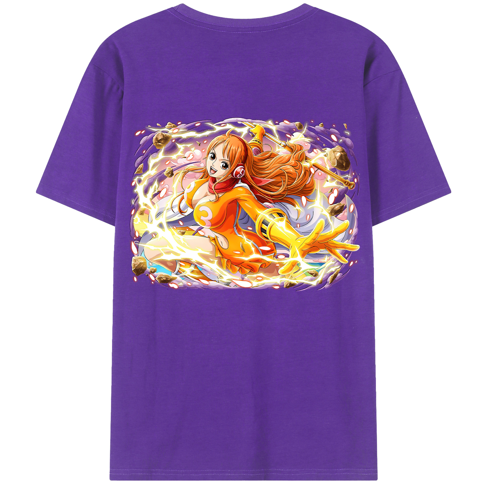 （画像用） ワンピース ナミ ONE PIECE Nami 綿100％ メンズ半袖Tシャツ（バックプリント） 通気性