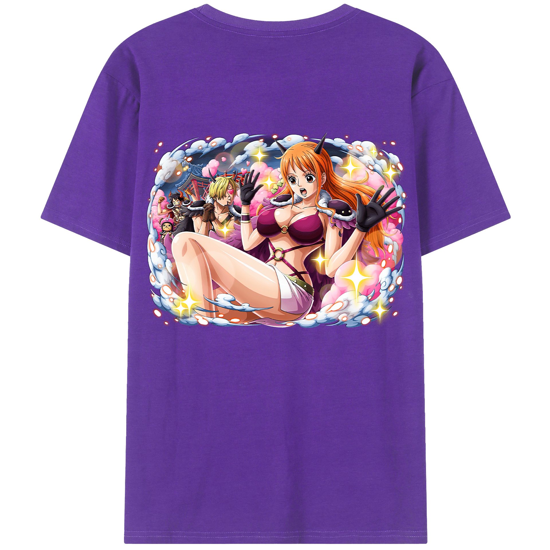 （画像用） ワンピース ナミ ONE PIECE Nami 綿100％ メンズ半袖Tシャツ（バックプリント） 通気性
