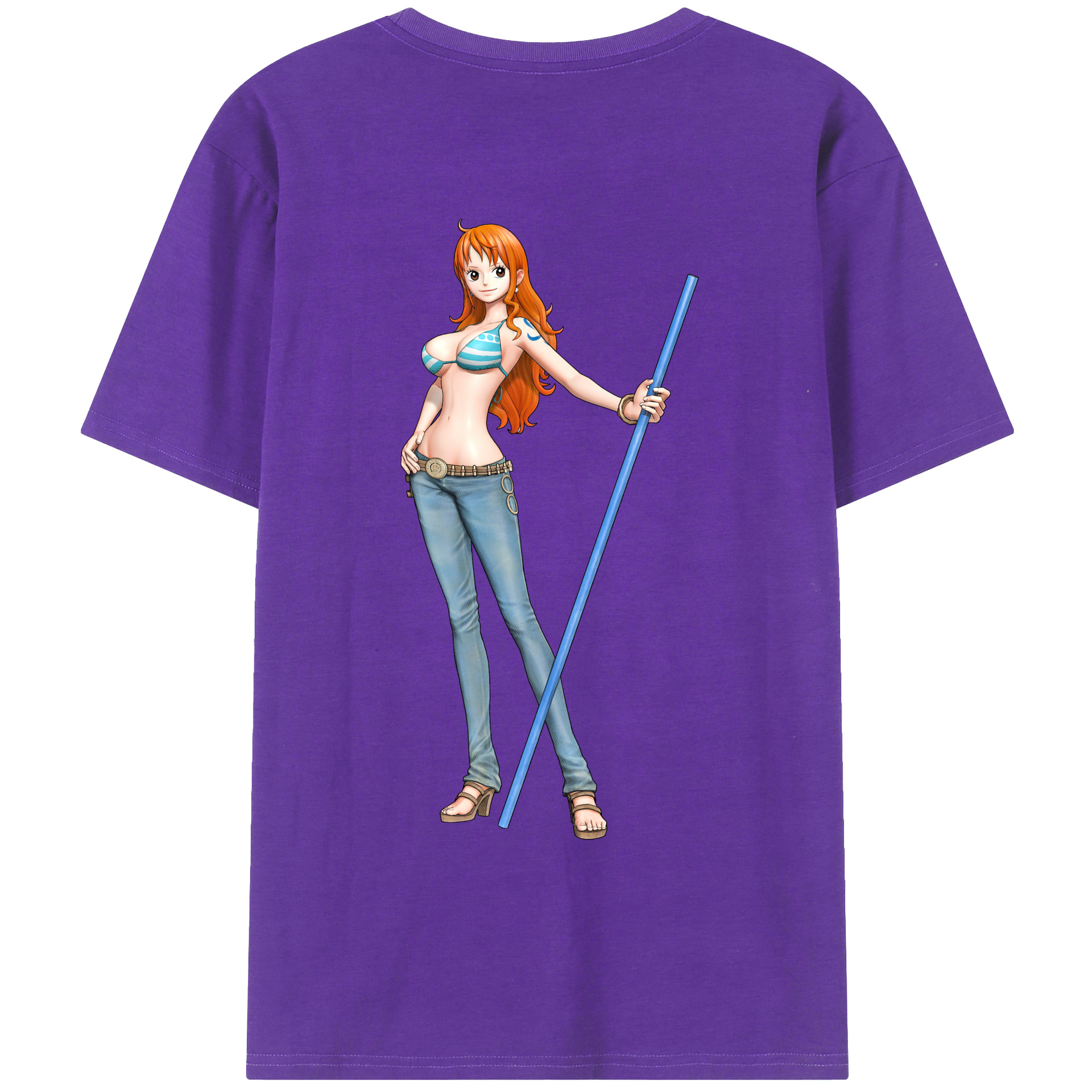 （画像用） ワンピース ナミ ONE PIECE Nami 綿100％ メンズ半袖Tシャツ（バックプリント） 通気性
