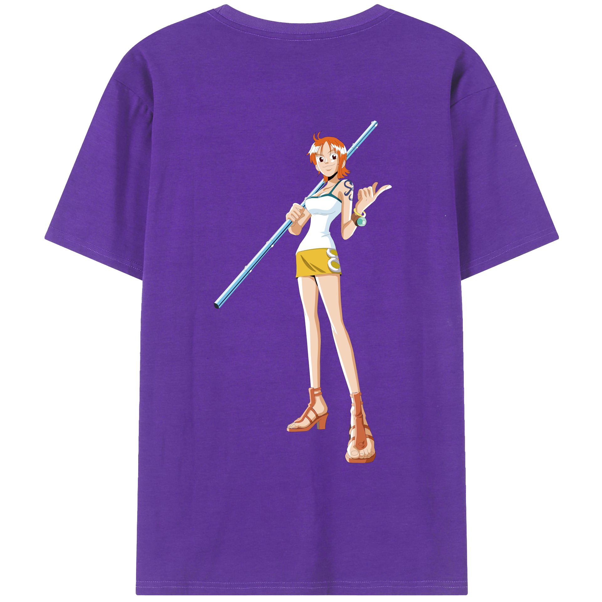 （画像用） ワンピース ナミ ONE PIECE Nami 綿100％ メンズ半袖Tシャツ（バックプリント） 通気性