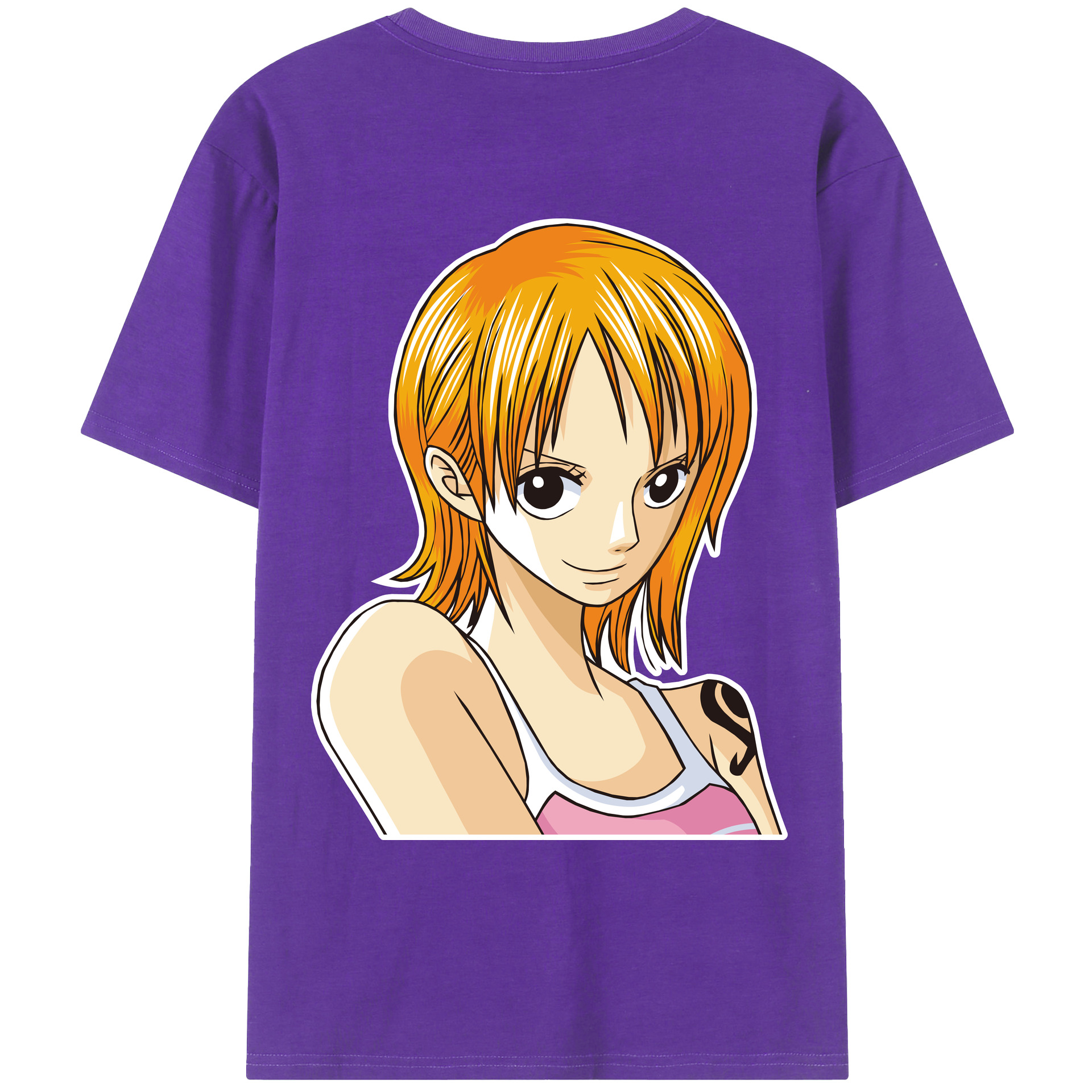 （画像用） ワンピース ナミ ONE PIECE Nami 綿100％ メンズ半袖Tシャツ（バックプリント） 通気性