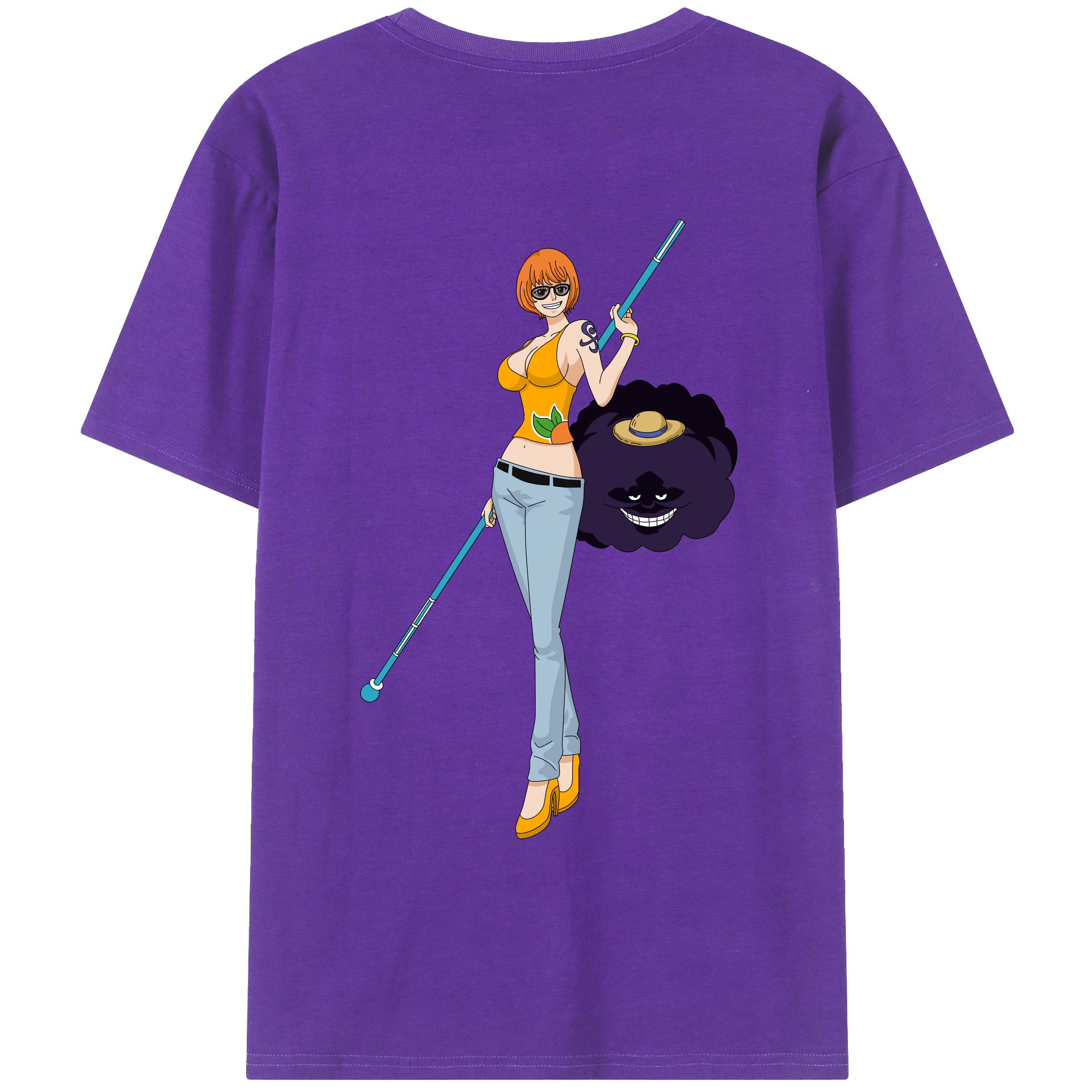 （画像用） ワンピース ナミ ONE PIECE Nami 綿100％ メンズ半袖Tシャツ（バックプリント） 通気性