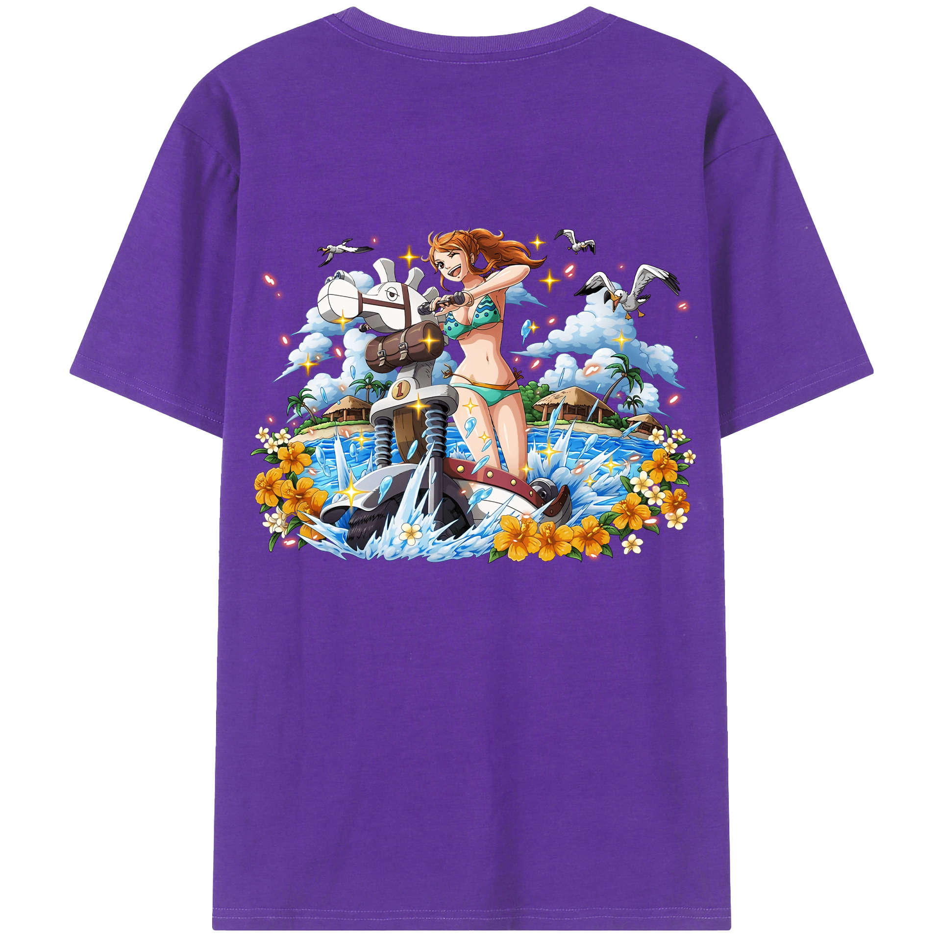 （画像用） ワンピース ナミ ONE PIECE Nami 綿100％ メンズ半袖Tシャツ（バックプリント） 通気性