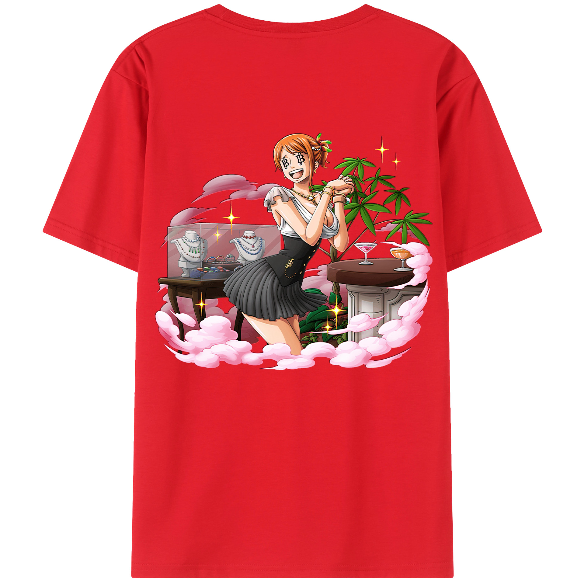 （画像用） ワンピース ナミ ONE PIECE Nami 綿100％ メンズ半袖Tシャツ（バックプリント） 通気性