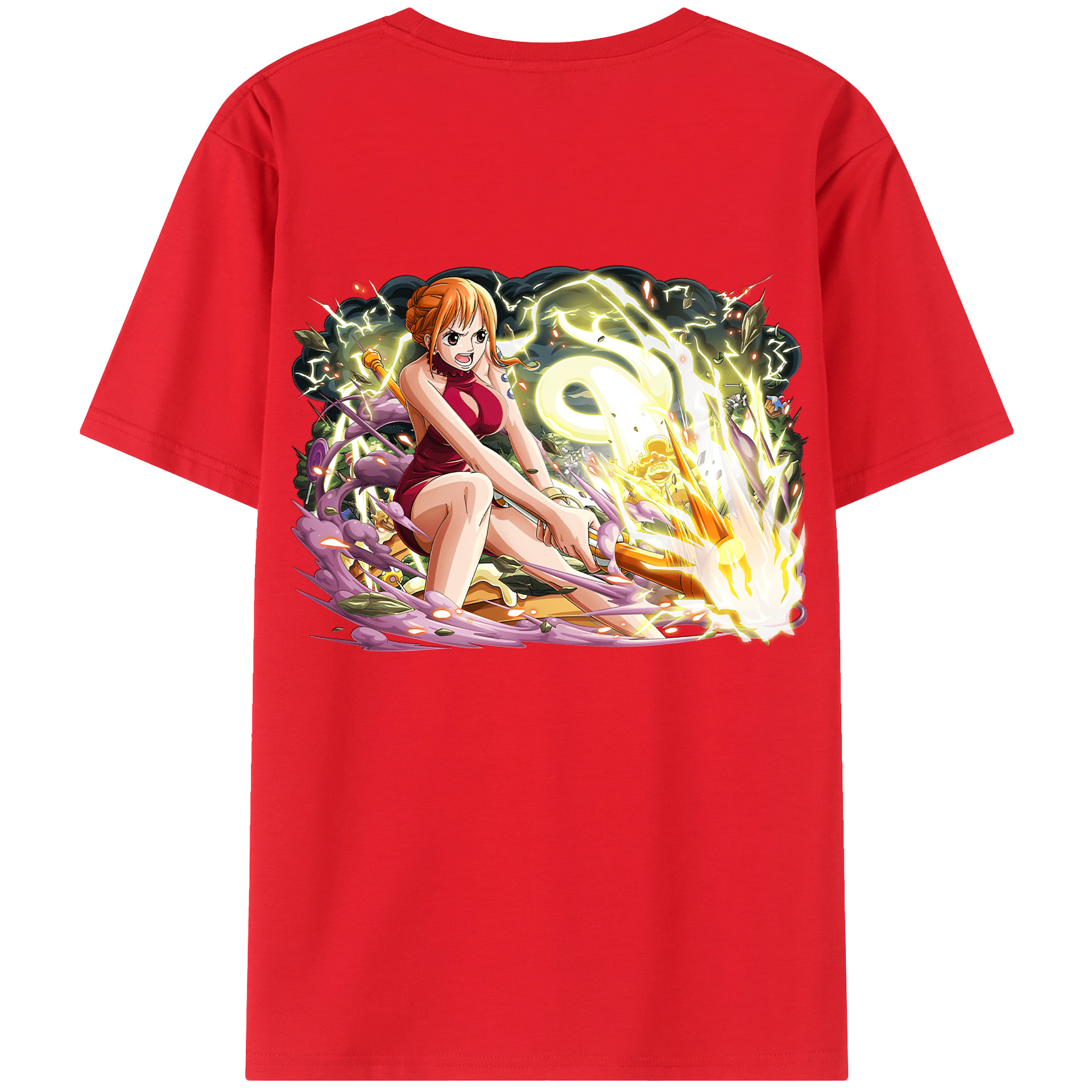 （画像用） ワンピース ナミ ONE PIECE Nami 綿100％ メンズ半袖Tシャツ（バックプリント） 通気性