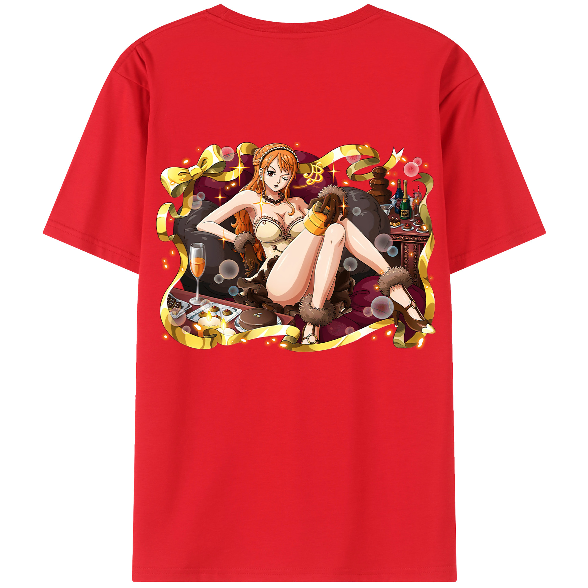 （画像用） ワンピース ナミ ONE PIECE Nami 綿100％ メンズ半袖Tシャツ（バックプリント） 通気性
