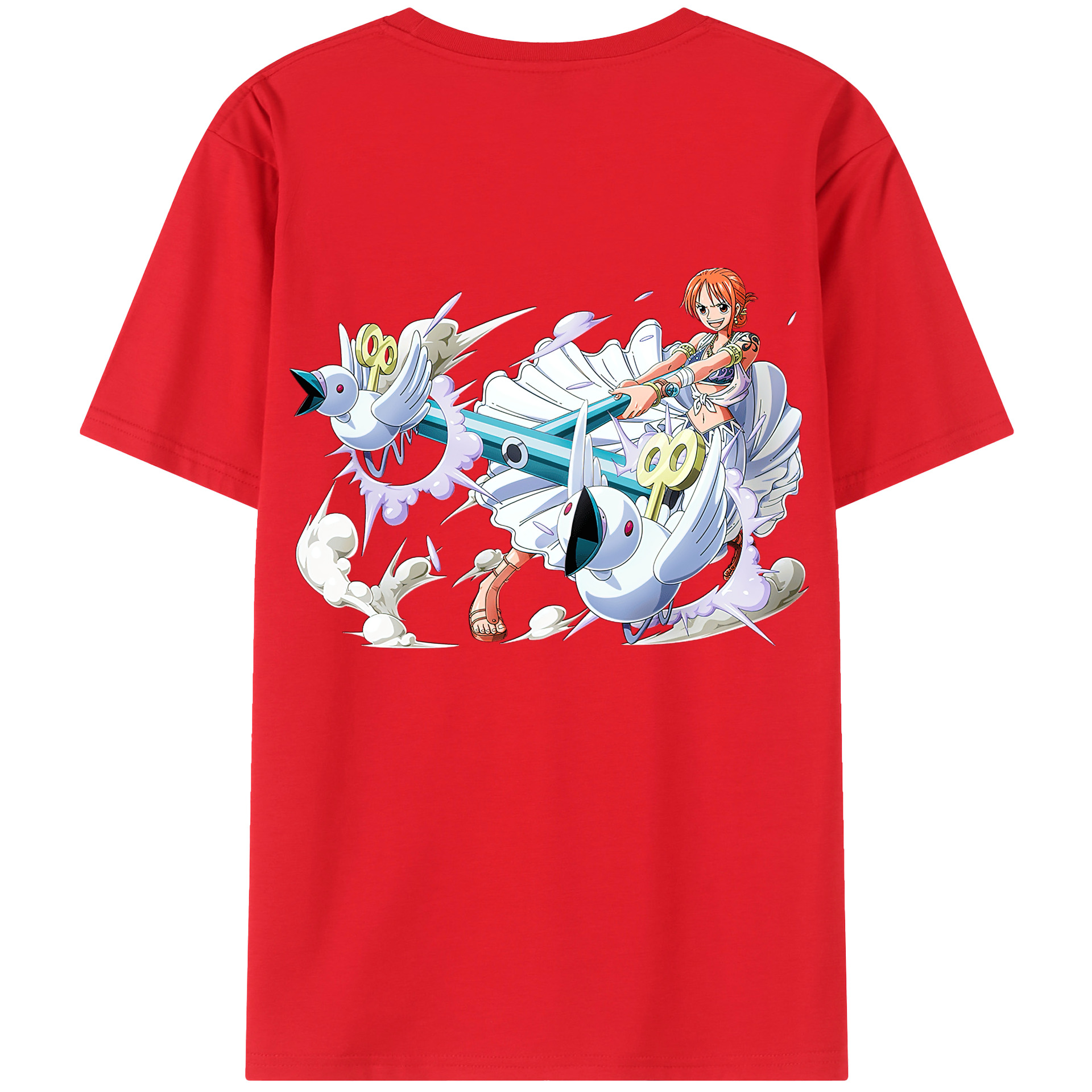 （画像用） ワンピース ナミ ONE PIECE Nami 綿100％ メンズ半袖Tシャツ（バックプリント） 通気性