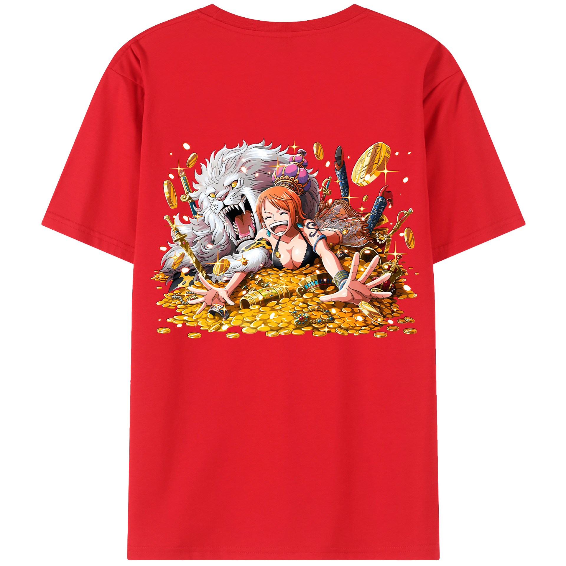 （画像用） ワンピース ナミ ONE PIECE Nami 綿100％ メンズ半袖Tシャツ（バックプリント） 通気性