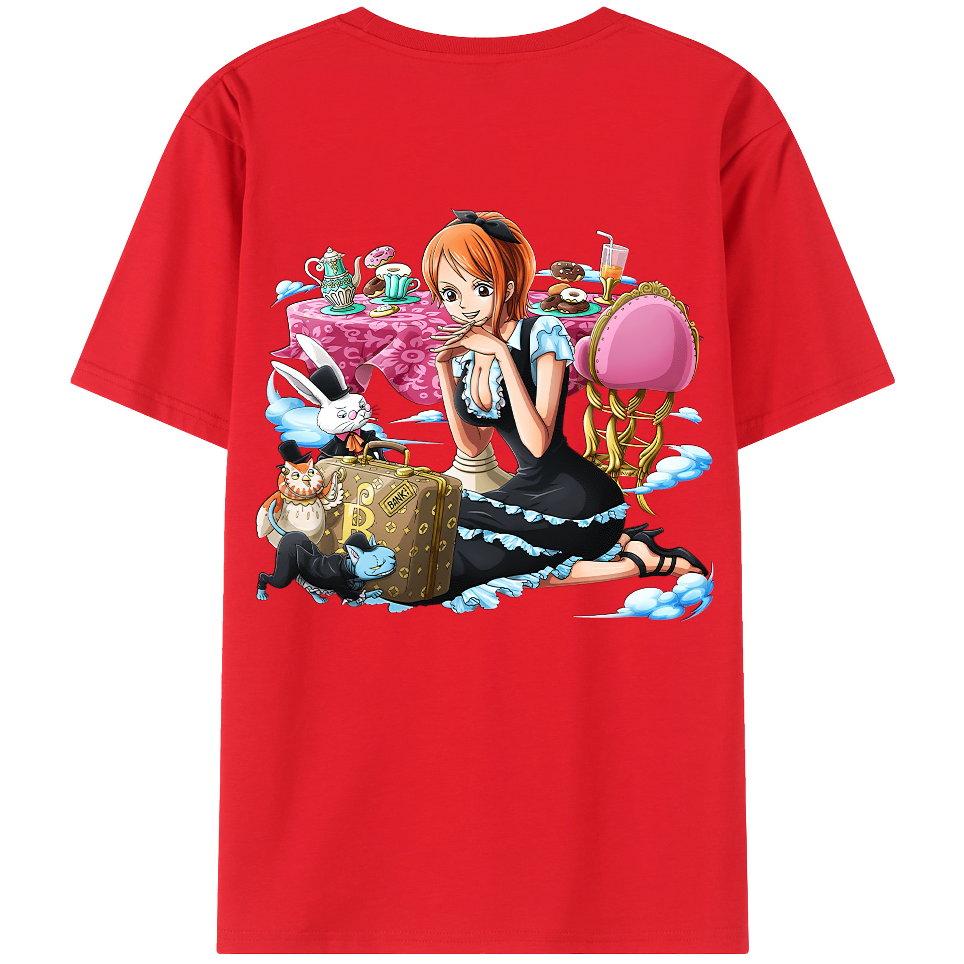 （画像用） ワンピース ナミ ONE PIECE Nami 綿100％ メンズ半袖Tシャツ（バックプリント） 通気性