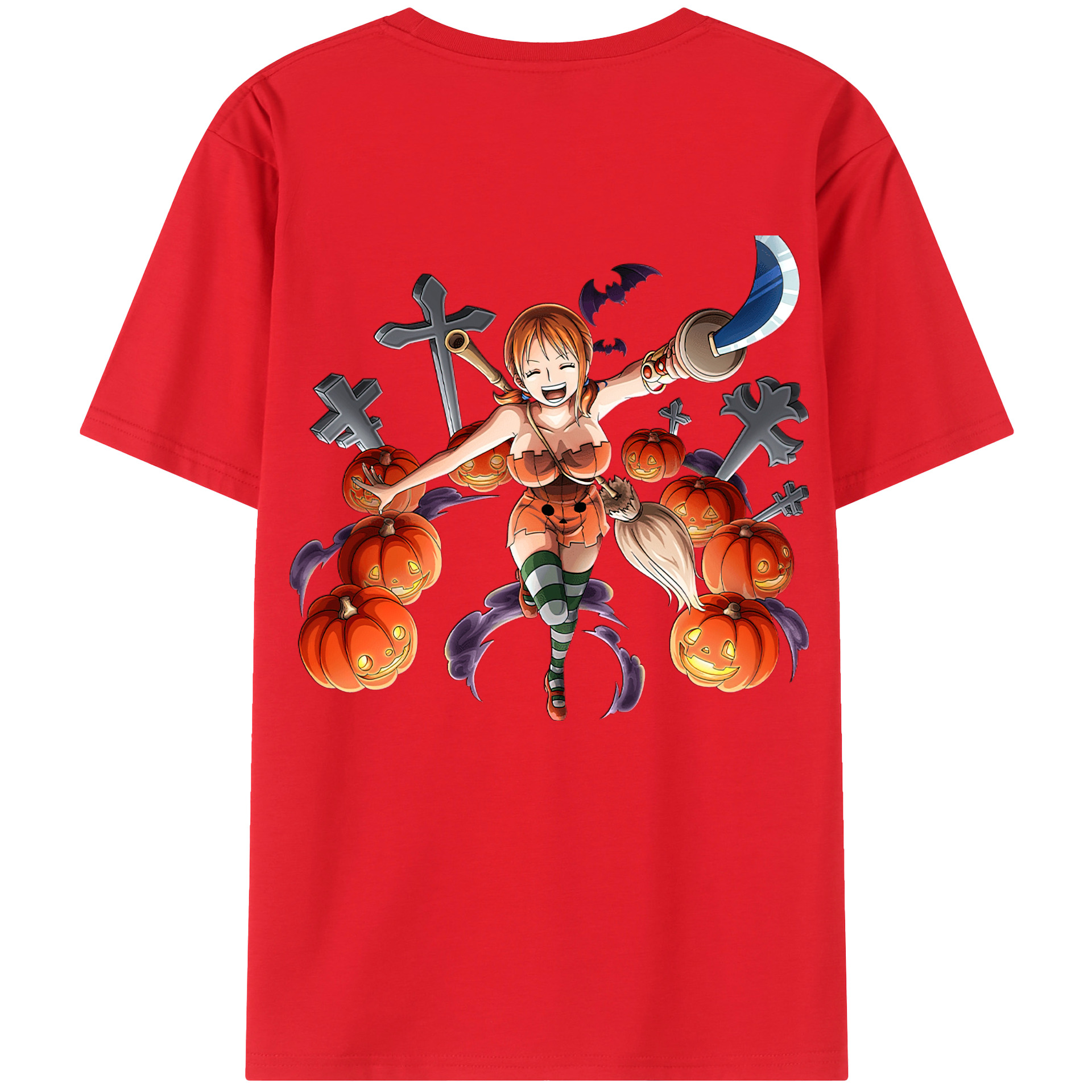 （画像用） ワンピース ナミ ONE PIECE Nami 綿100％ メンズ半袖Tシャツ（バックプリント） 通気性