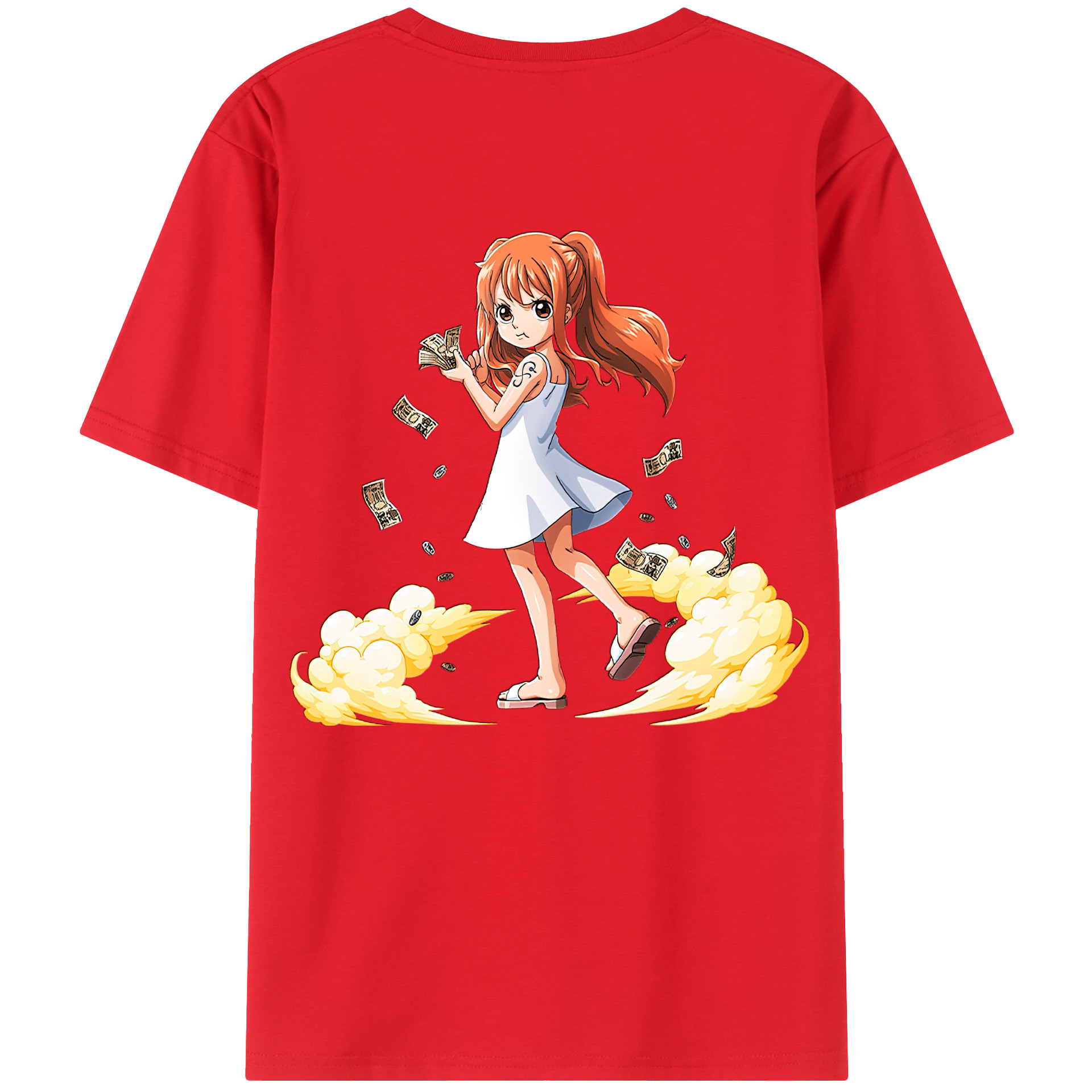 （画像用） ワンピース ナミ ONE PIECE Nami 綿100％ メンズ半袖Tシャツ（バックプリント） 通気性