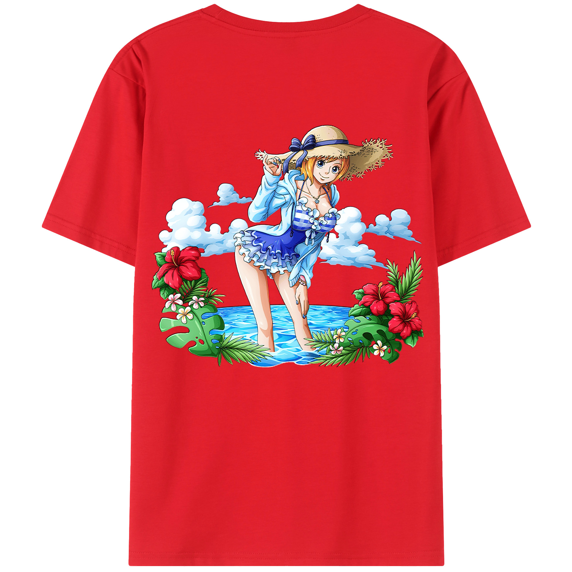 （画像用） ワンピース ナミ ONE PIECE Nami 綿100％ メンズ半袖Tシャツ（バックプリント） 通気性