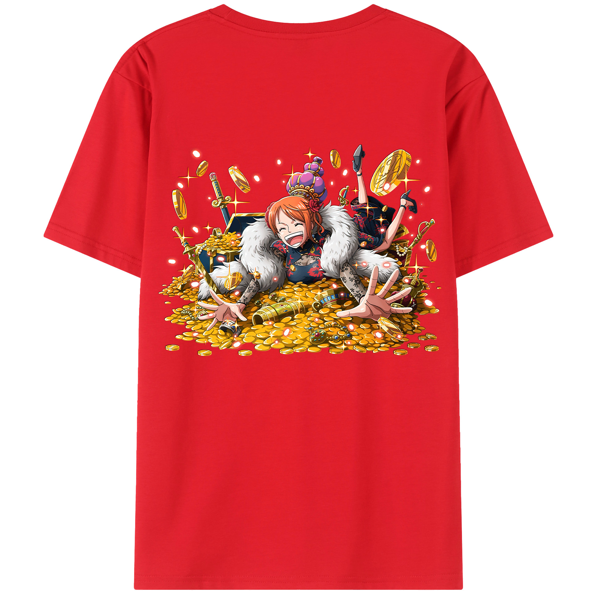 （画像用） ワンピース ナミ ONE PIECE Nami 綿100％ メンズ半袖Tシャツ（バックプリント） 通気性